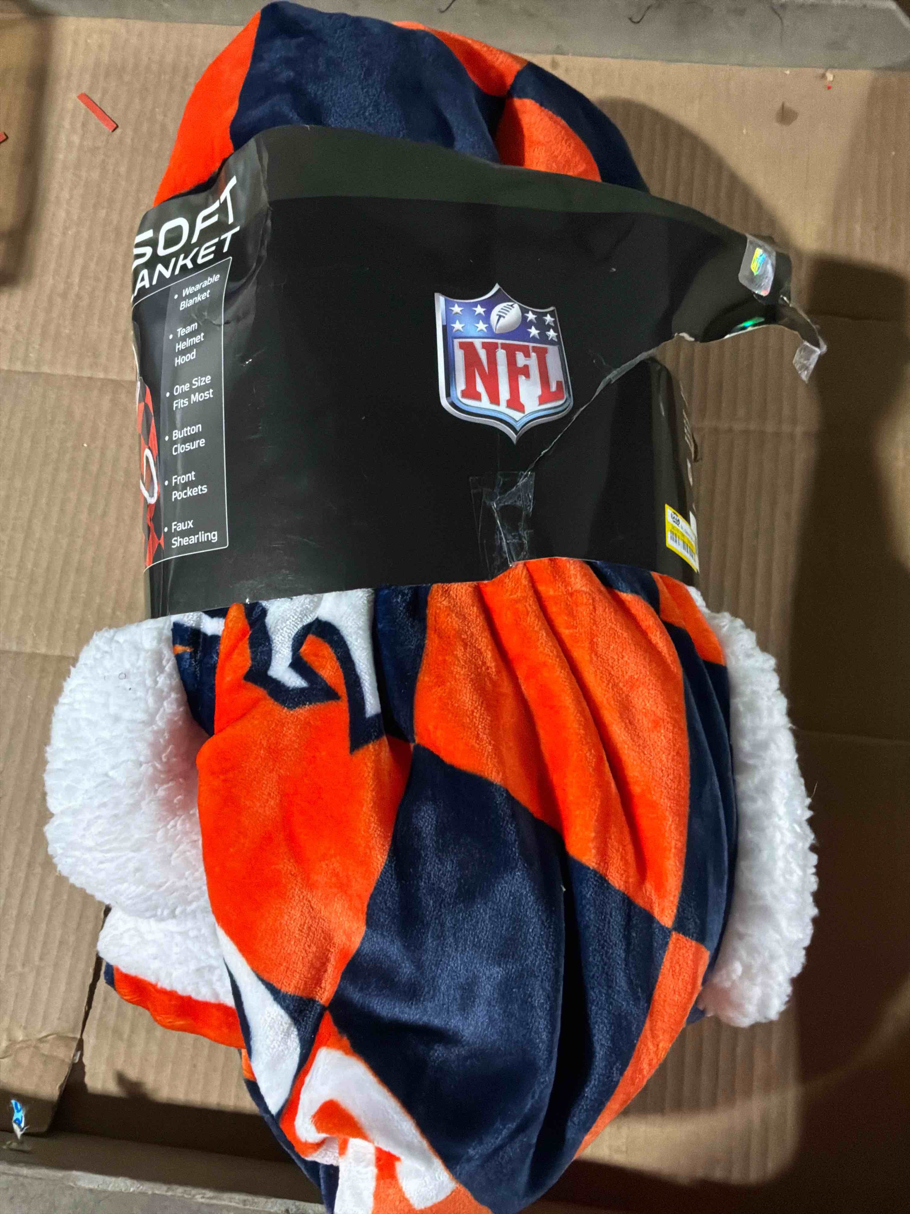 Condition photo showing New/Like New for Northwest Denver Broncos NFL Cross Out Youth Hooded Micro Fiber Towel