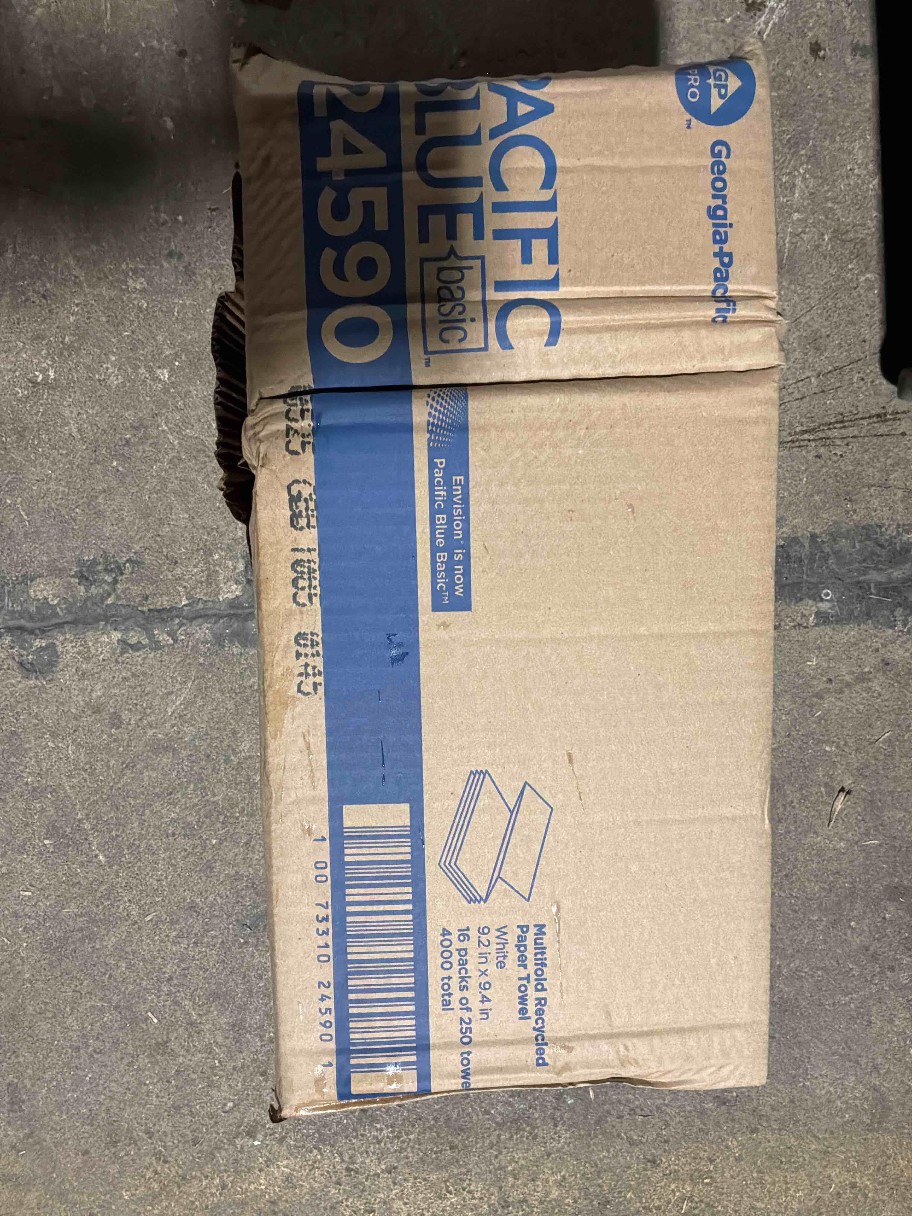 Condition photo showing Good Condition for Pacific Blue Basic™ By GP PRO™ M-Fold 1-Ply Paper Towels, 9-1/2" x 9-3/8", 100% Recycled, White, 250 Towels Per Pack, Case Of 16 Packs