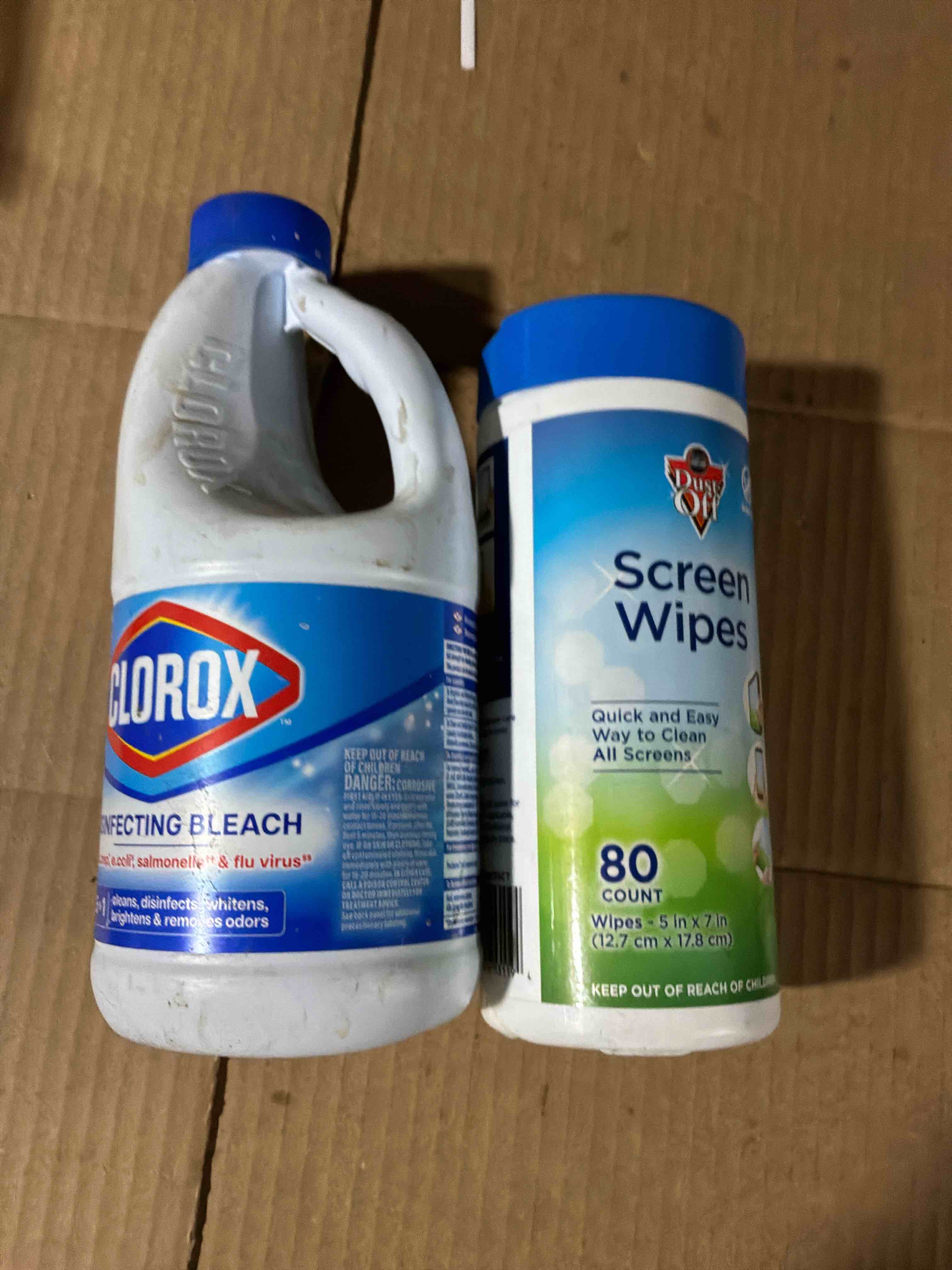 Condition photo showing Good Condition for Clorox Disinfecting Bleach, Concentrated Formula, Regular - 43 Ounce Bottle (Package May Vary) and screen wipes 80 count