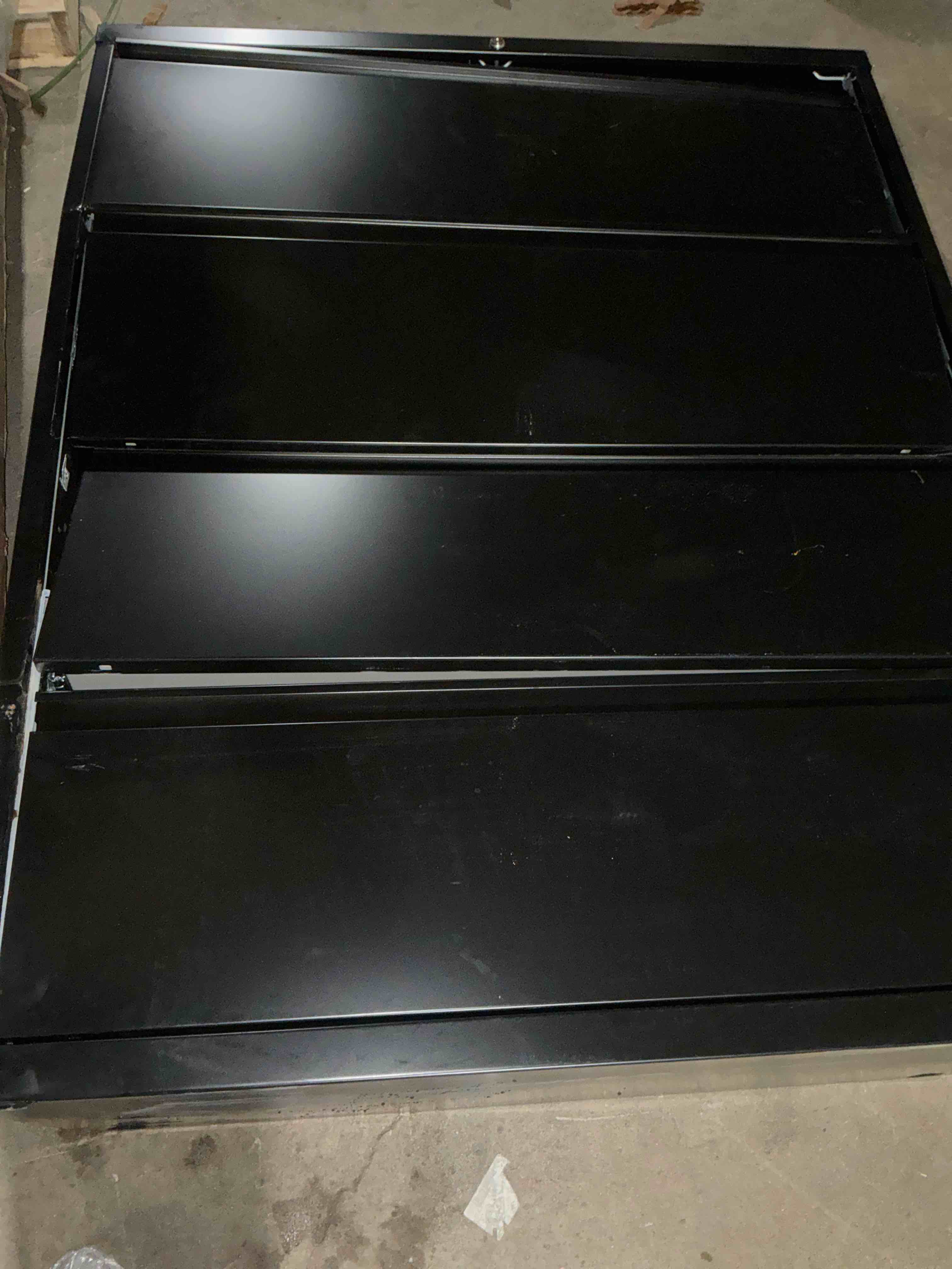Condition photo showing As Is for Hirsh 42-in Wide HL8000 Series Metal 4 Drawer Lateral File Cabinet Charcoal