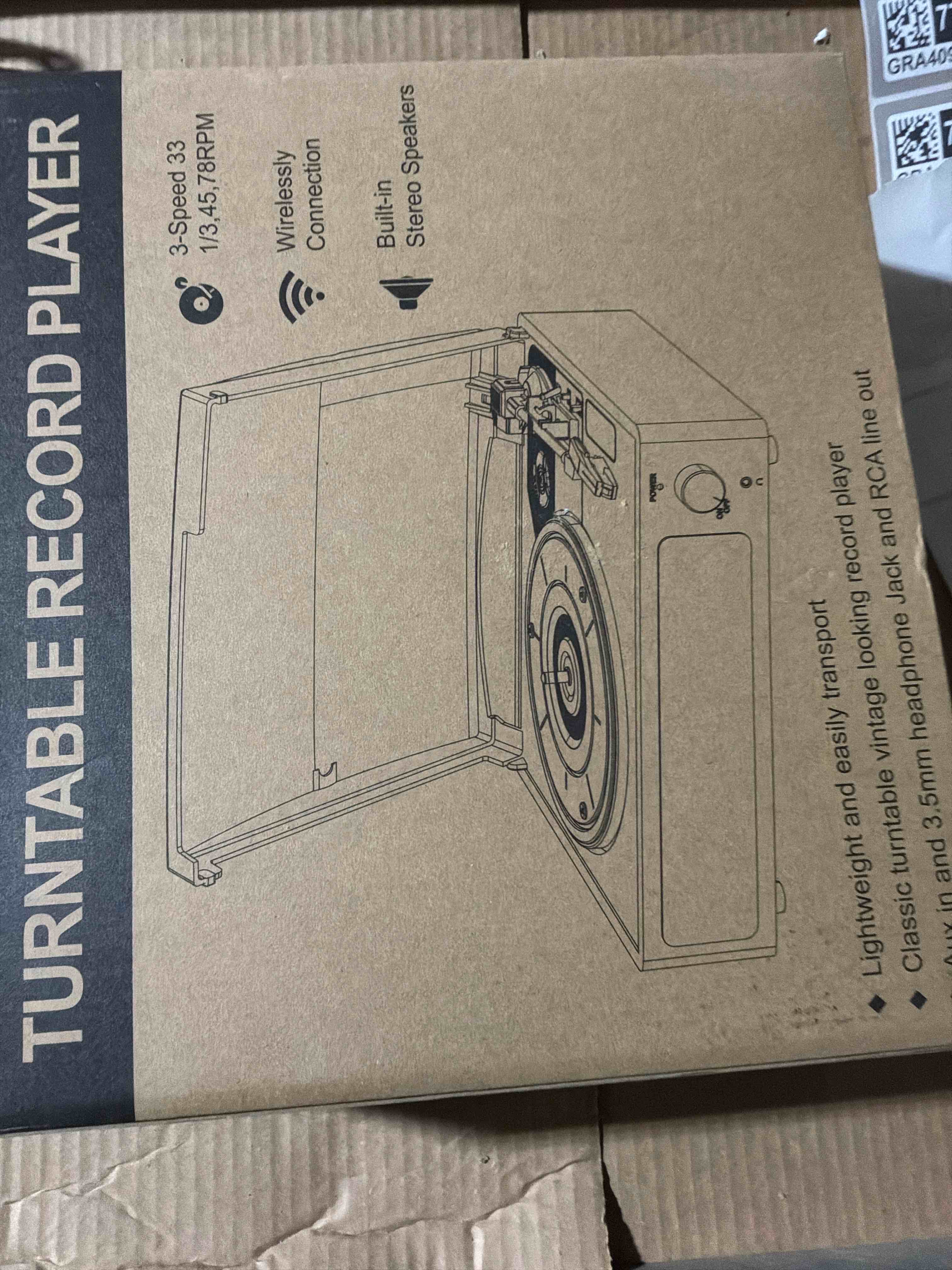Condition photo showing New/Like New for Vintage Record Players for Vinyl with Speakers Belt-Driven Retro Turntable LP Player Support 3-Speed, Bluetooth Playback, AUX-in, Headphone, RCA All-in-one Auto Stop Phonograph Wooden Brown Deep Brown Built-in Two Speakers