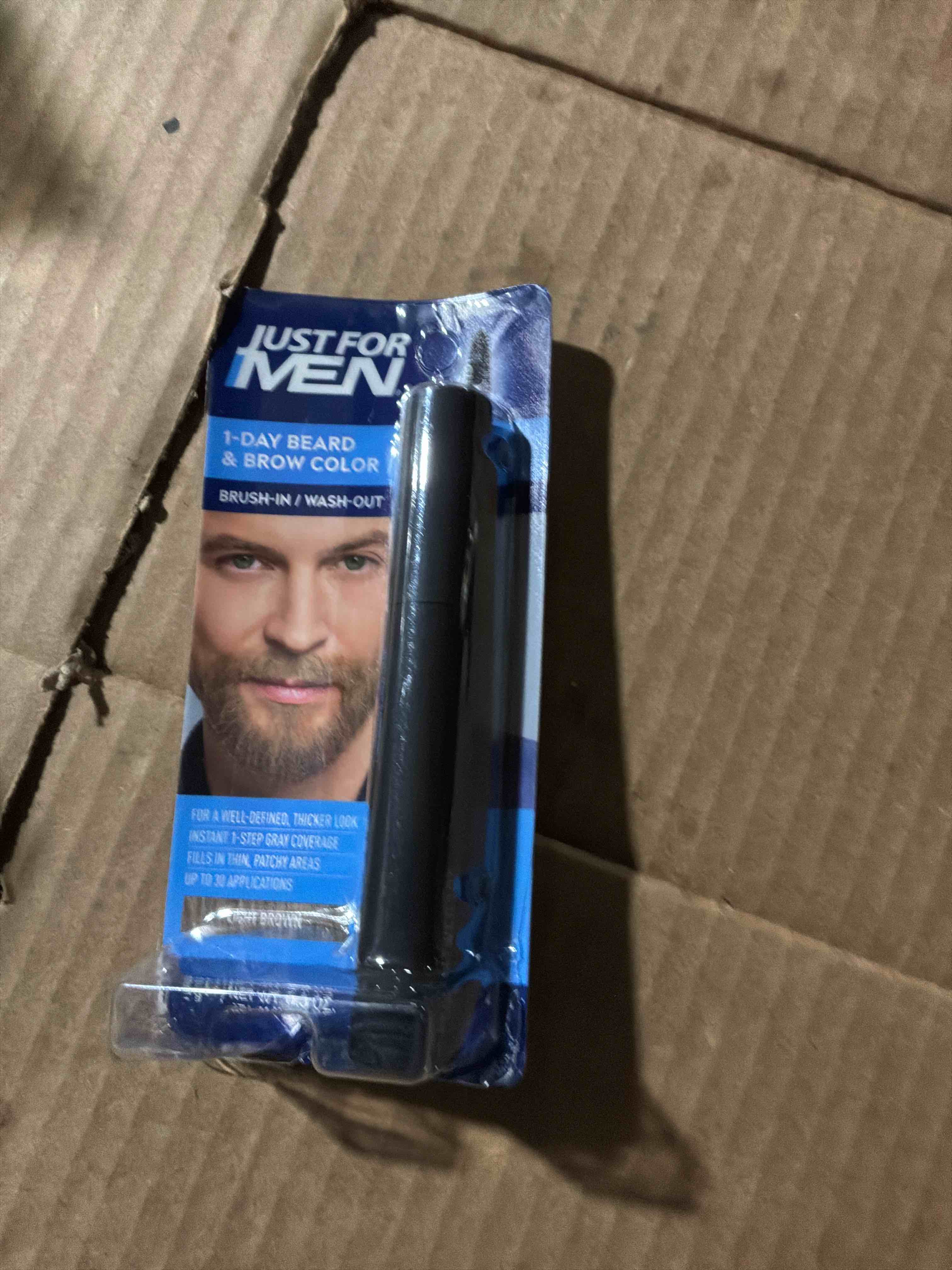 Condition photo showing New/Like New for Just for Men 1-Day Beard & Brow Color, Temporary Color for Beard and Eyebrows, For a Fuller, Well-Defined Look, Up to 30 Applications, Darkest Brown/Black (Pack of 2) 0.3 Fl Oz (Pack of 2) Darkest Brown/Black