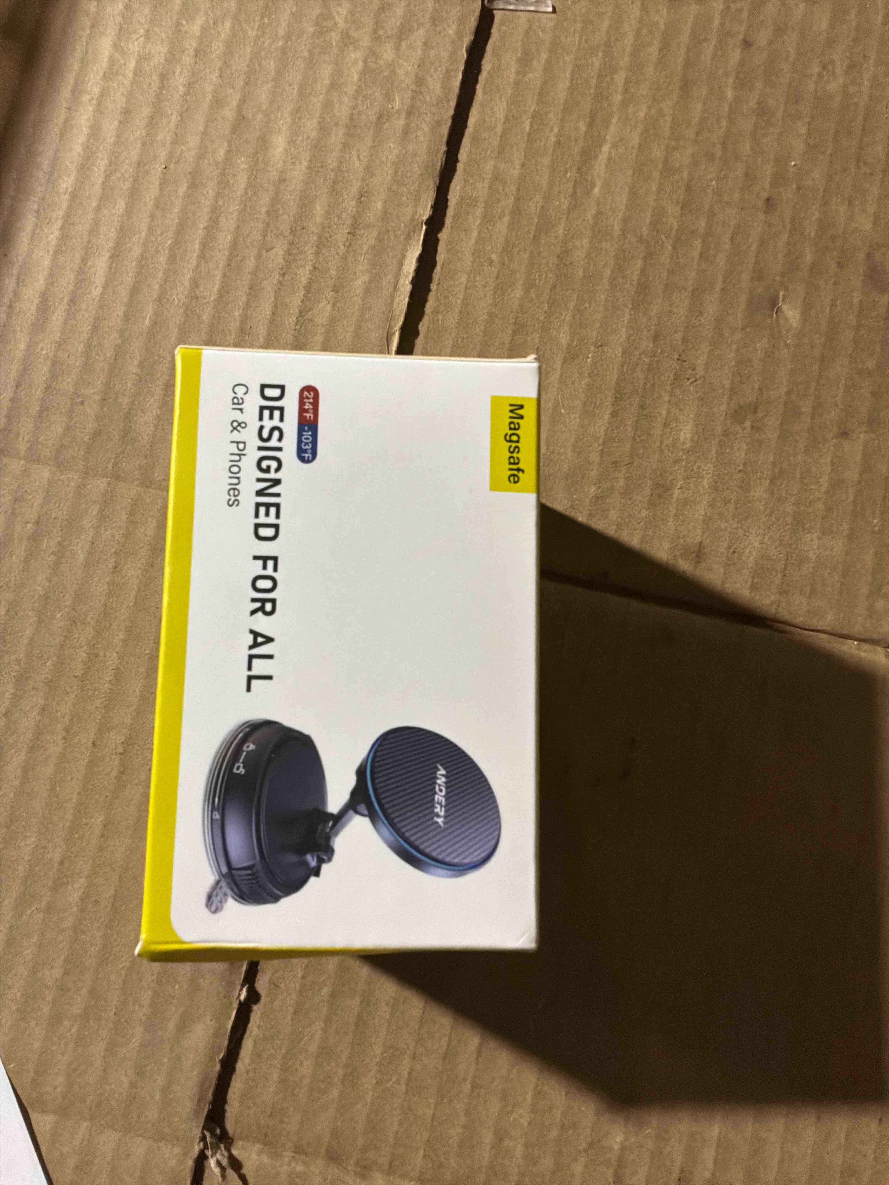 Condition photo showing New/Like New for ANDERY Only for iPhone Magsafe Car Mount Charger [15W Fast Wireless Charging, 78+LBS Strong Suction, 2400gf Strong Magnetic] 360° Adjustable Car Phone Holder, Phone Holders for Your Car, Carbon Fiber 2025 Upgraded Version