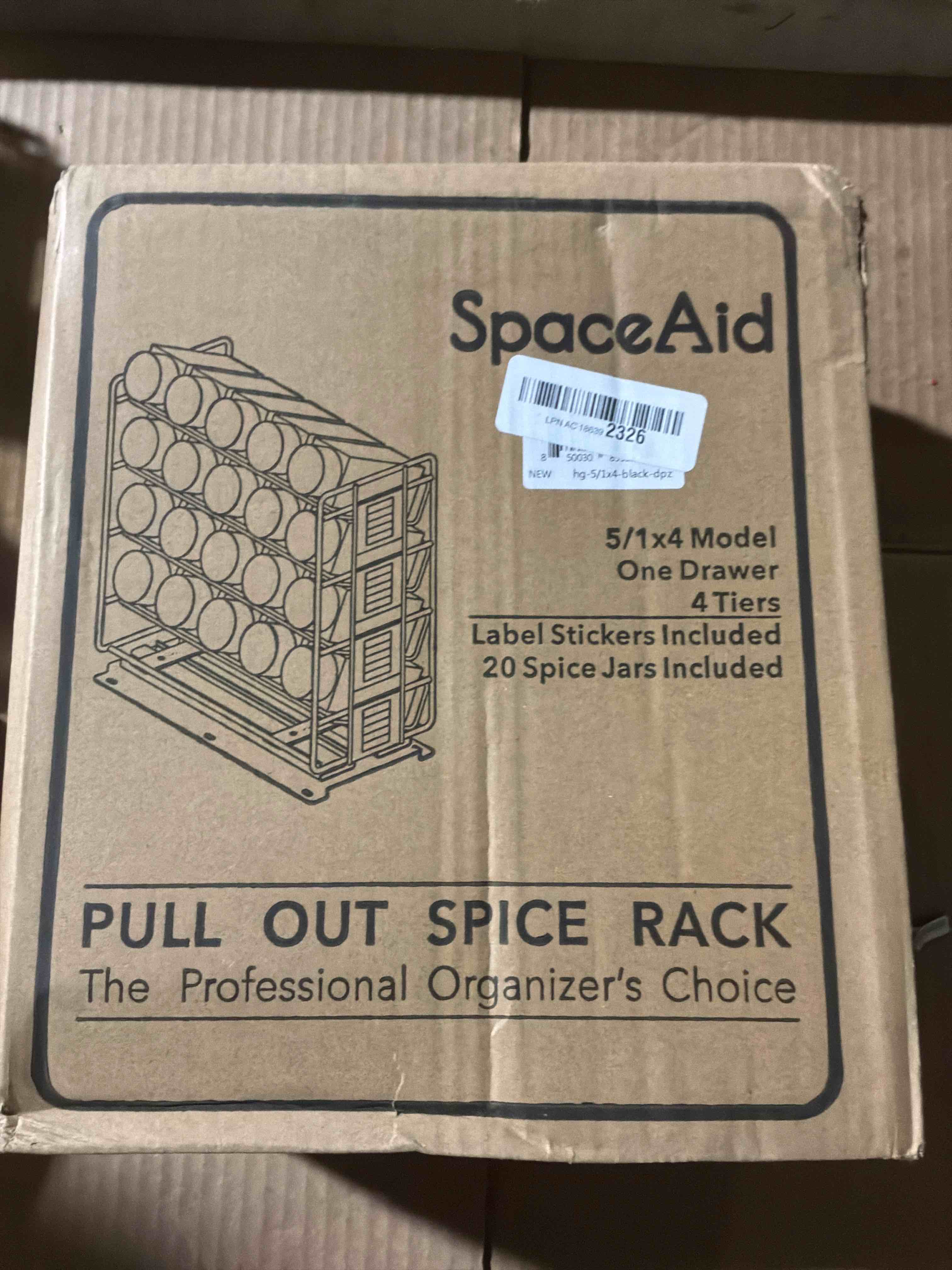Condition photo showing New/Like New for SpaceAid Pull Out Spice Rack Organizer with 20 Jars, Heavy Duty Slide Out Seasoning Organizer for Kitchen Cabinets, with 801 Labels and Chalk Marker, Left Facing