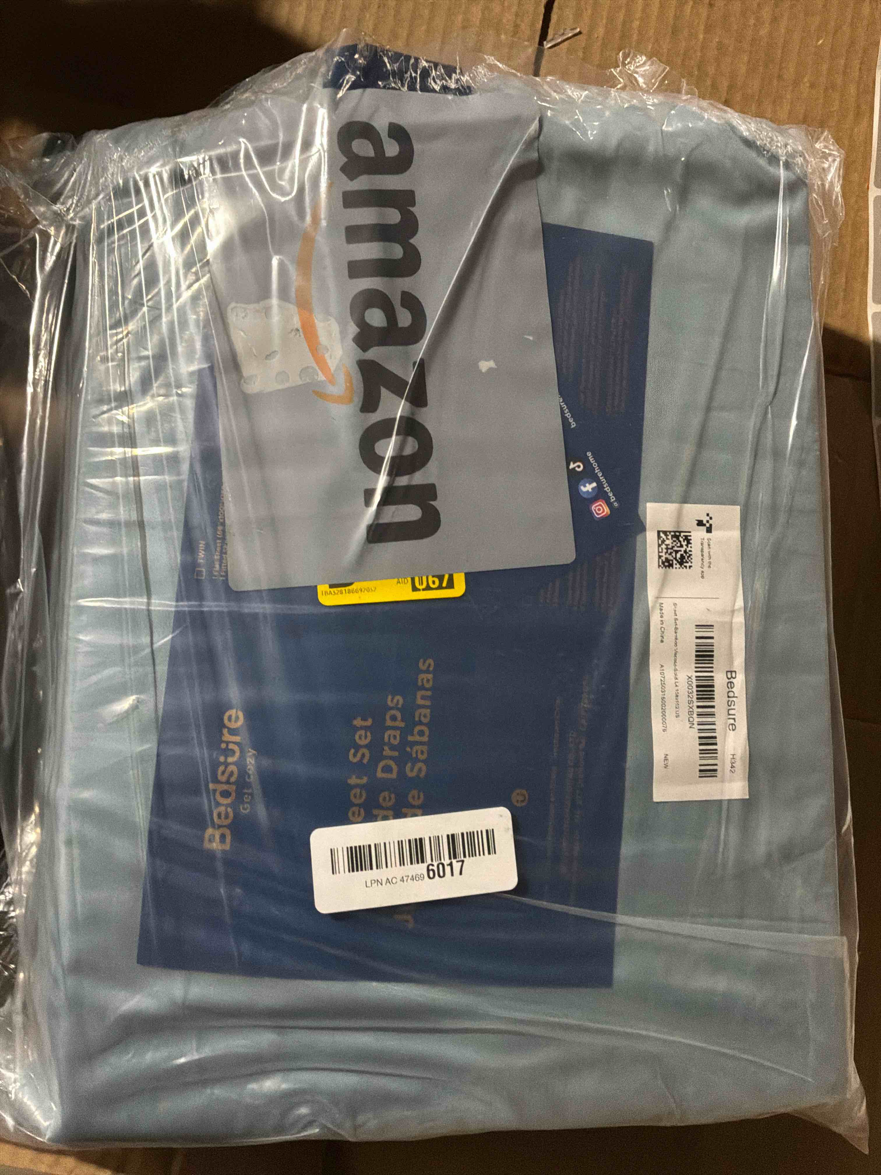 Condition photo showing New/Like New for Bedsure King Size Sheets Set, Cooling Sheets for Hot Sleepers, Rayon Derived from Bamboo, Breathable & Soft, Deep Pocket Up to 16 Inches, Hotel Luxury Silky Bedding, Dusty Blue 05 - Dusty Blue King