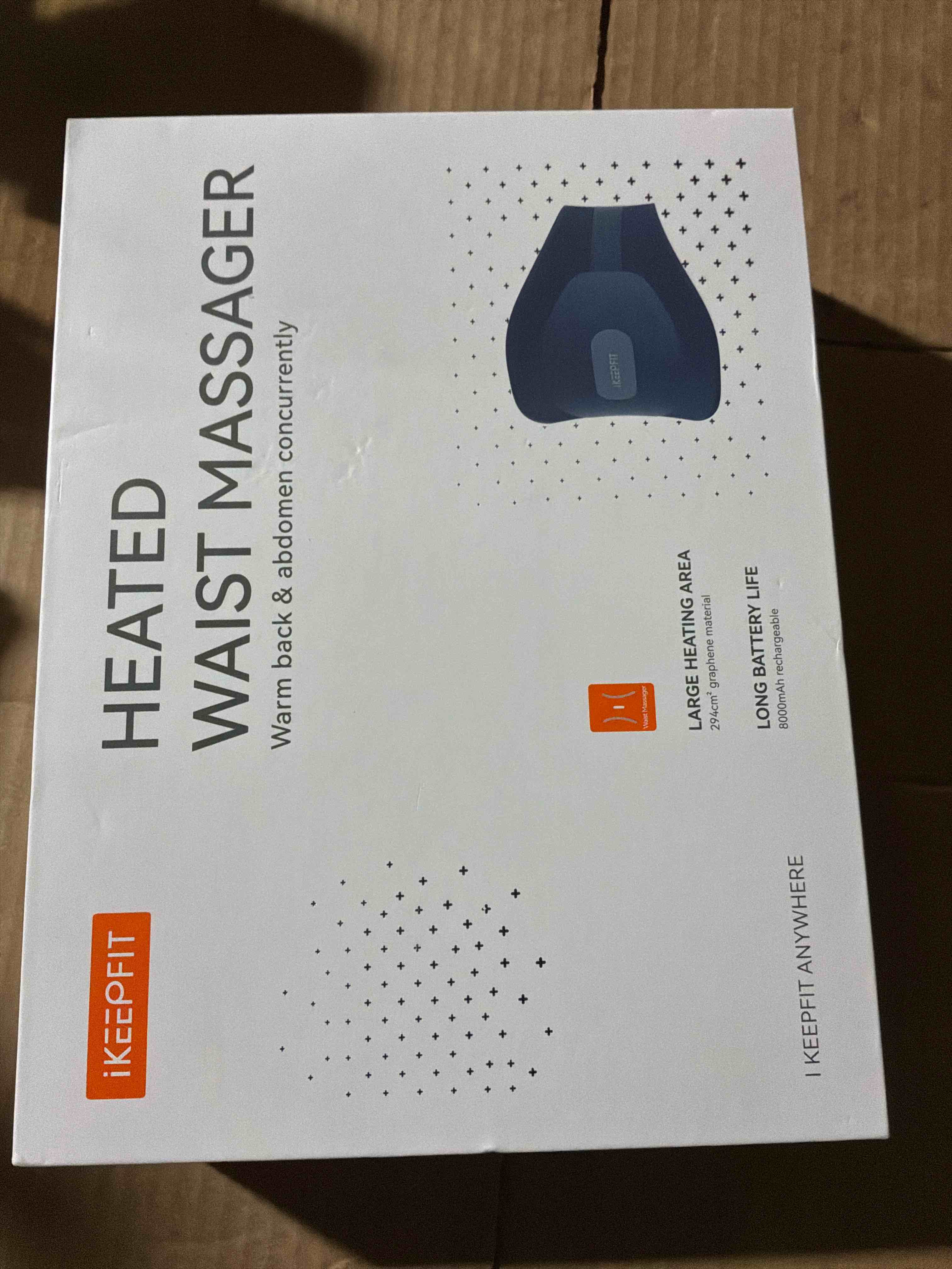 Condition photo showing New/Like New for Portable Heating Pad for Back, Cordless Wearable Heat Belt with Massager for Lower Back Pain Relief, Battery Powered 8000 mAh Rechargeable, MAXwarm® 3.0, Gift for Women Men 90-310 lbs A-blue