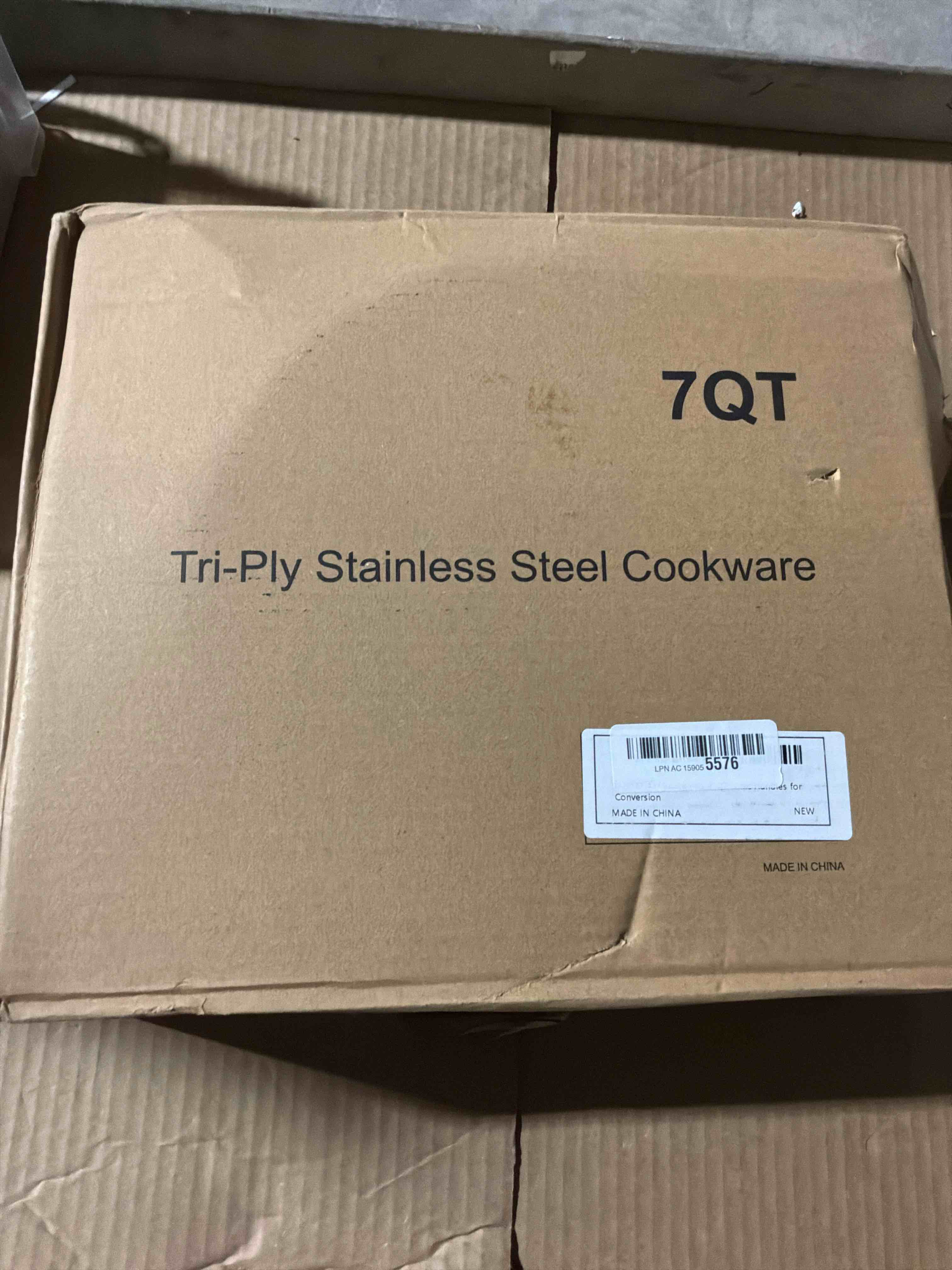 Condition photo showing New/Like New for LOLYKITCH Sauté Pan, 7 QT Tri-Ply Stainless Steel Deep Cooking Pot, 12 Inch Everyday Pan with Lid, Large Induction Frying Skillet Compatible with All Cooktops, Two Ergonomic Handles for Conversion 12 Inch, 7 QT