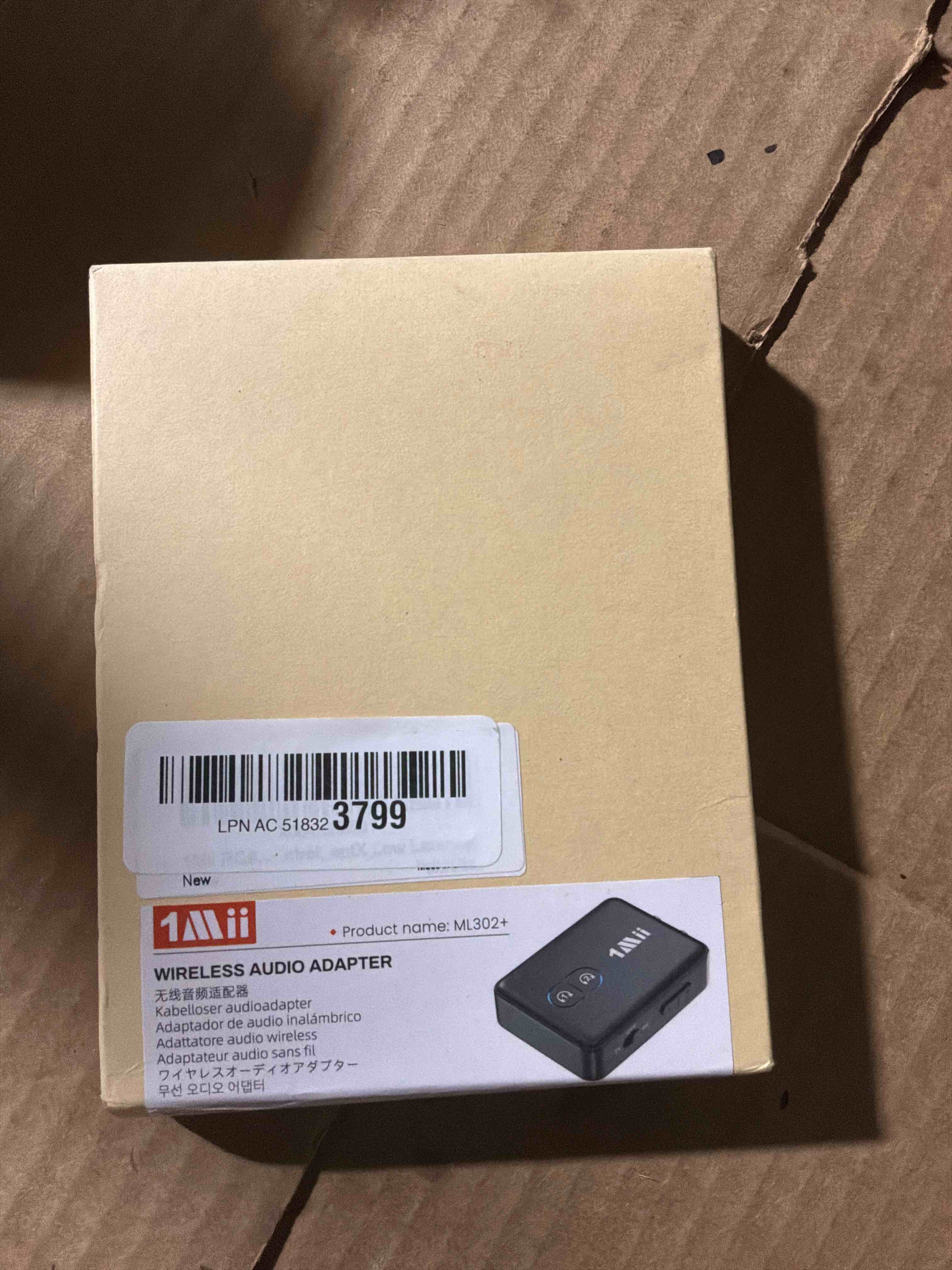 Condition photo showing New/Like New for 1Mii RCA Bluetooth 5.3 Adapter for TV, 3.5mm AUX Bluetooth Transmitter Receiver for 2 AirPods or Headphones, Home Stereo, Speakers, Projector, Treadmills, PC, with Volume Control, aptX Low Latency