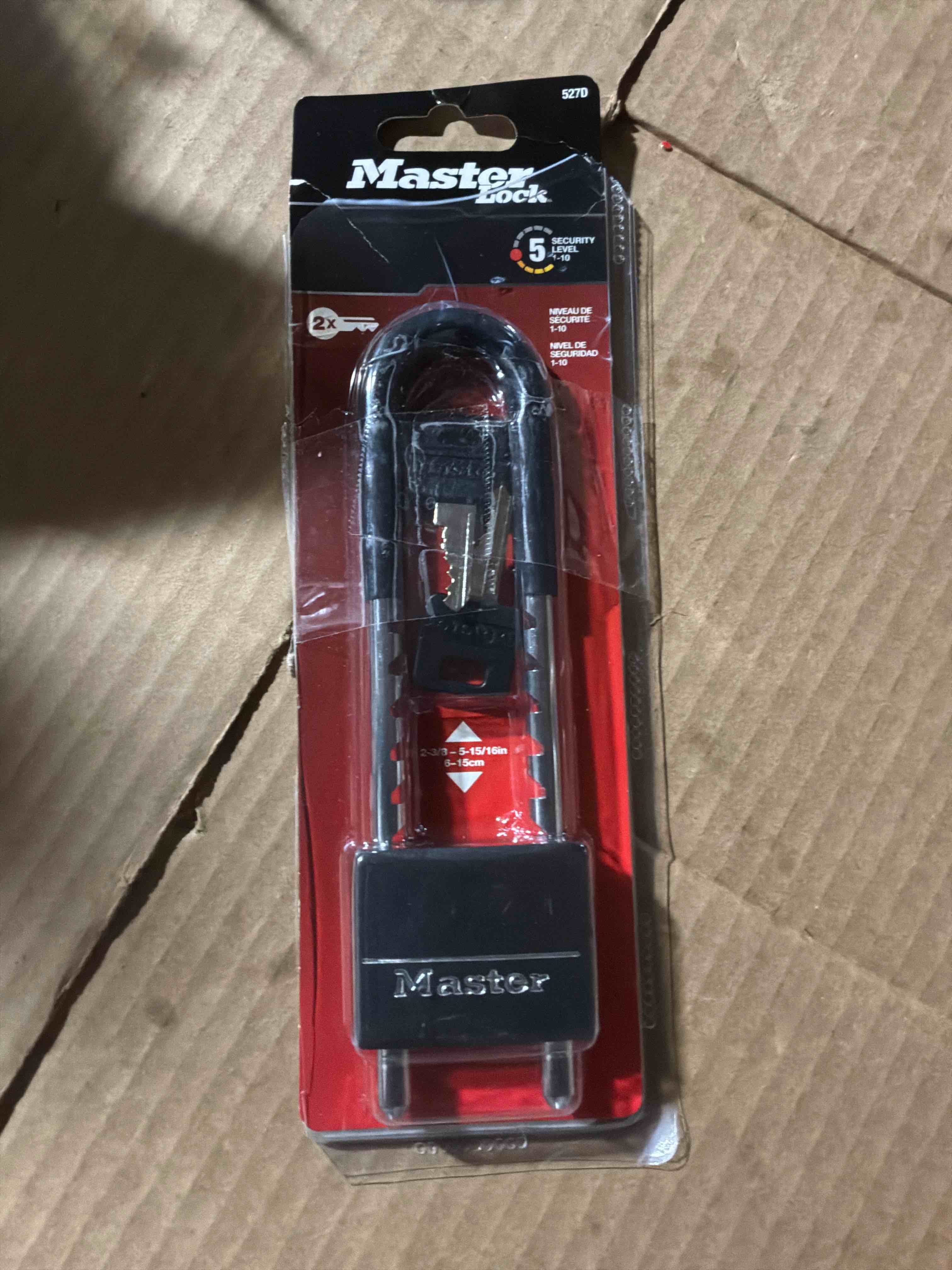 Condition photo showing New/Like New for Master Lock 527D Adjustable Shackle Padlock with Key, Black