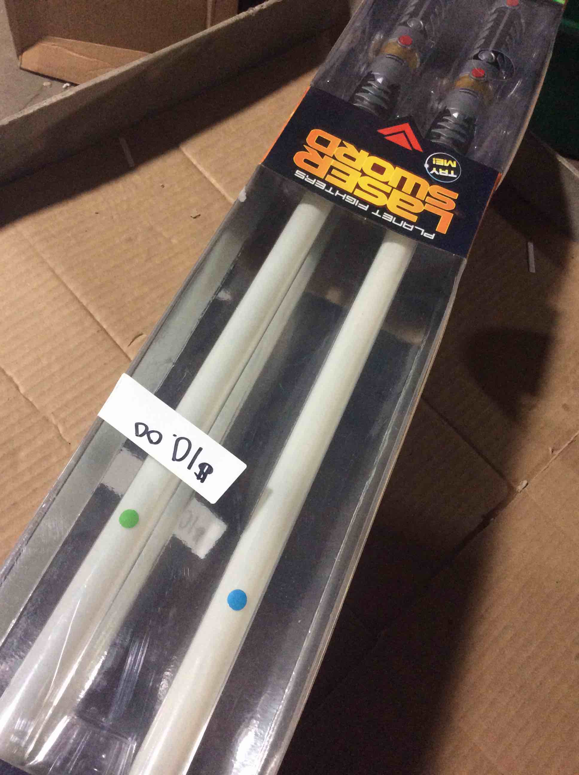 Condition photo showing New/Like New for 2-in-1 LED Light Up Sabers, Dual Bladed Toy Saber Swords Set for Kids with FX Power Up and Motion Sensitive Sound Effects for Cosplay