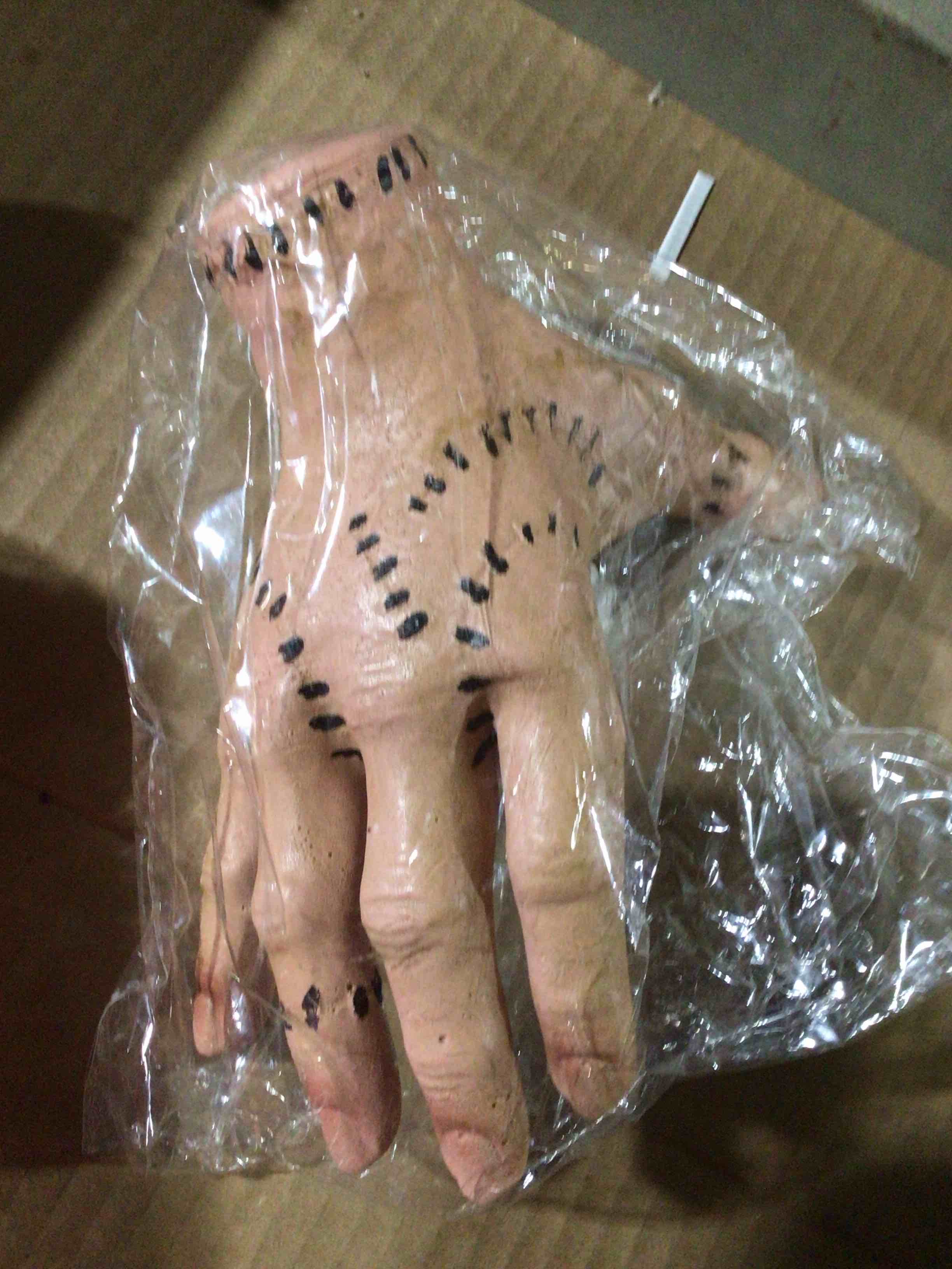 Condition photo showing New/Like New for Wednesday Addams Family Hand Props, Halloween Cosplay Hand by Addams Family, Cosplay Hand Scary Props Decorations Gift for Family