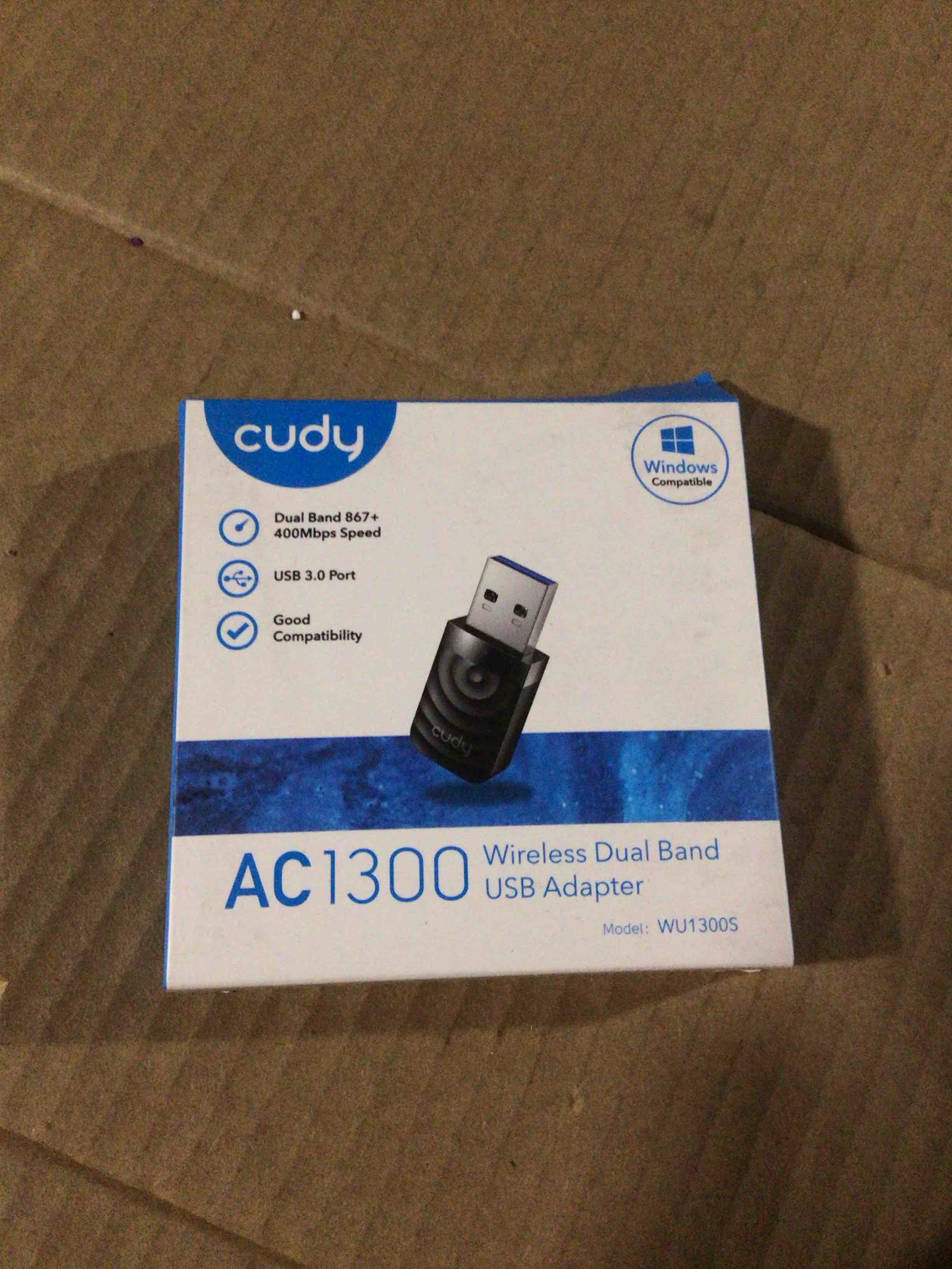 Condition photo showing New/Like New for Cudy AC1300 WiFi USB 3.0 Adapter for PC, USB WiFi Dongle, 5Ghz, USB 3.0, Wireless Adapter for Desktop/Laptop, Compatible with Windows 7/8/8.1/10/11, Mac OS 10.6?10.15.3, Linux, WU1300S