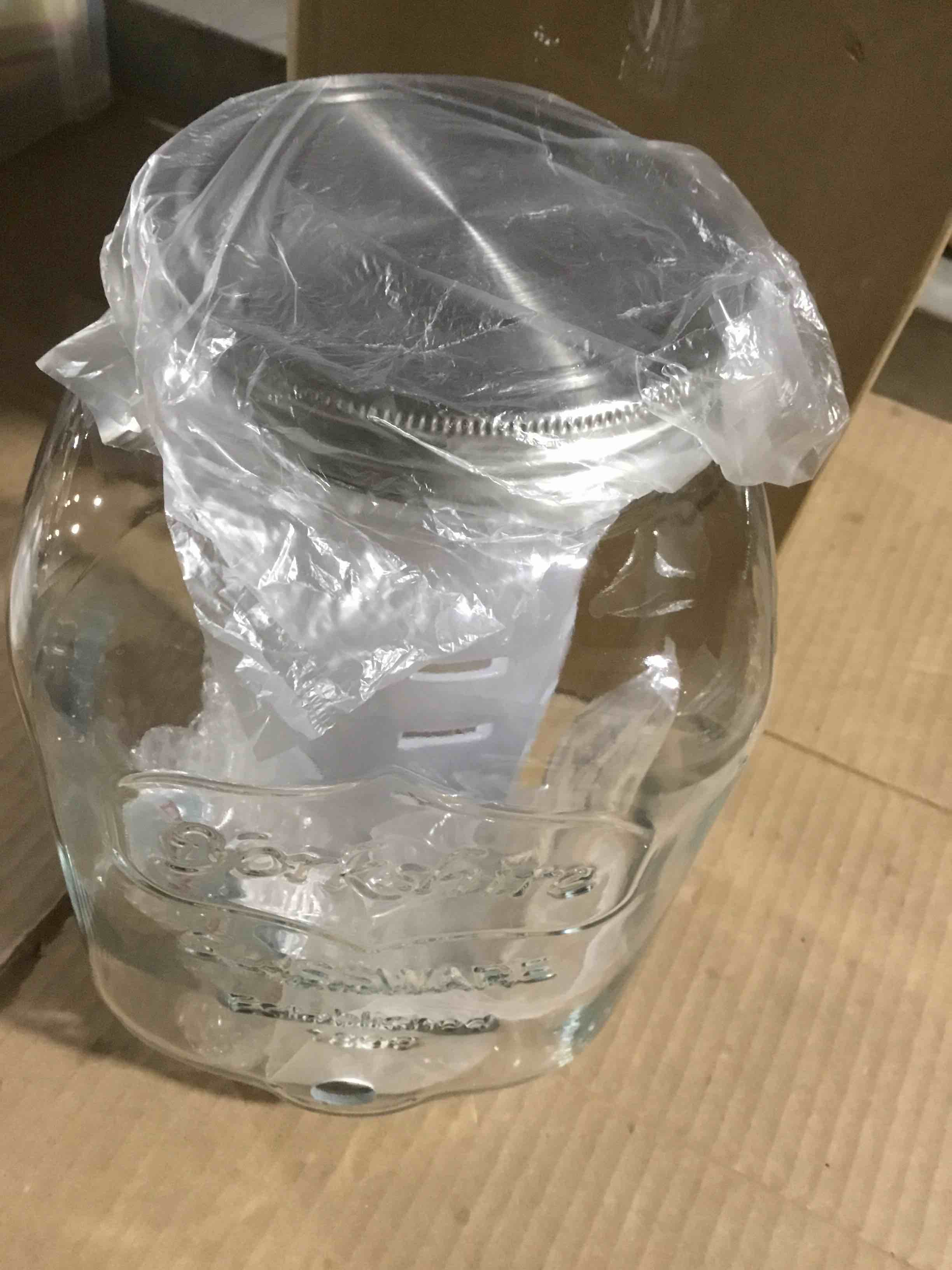 Condition photo showing Good Condition for 1 Gallon Glass Beverage Dispenser with Lid, Stainless Steel Spigot, Glass Drink Dispensers for Parties, Lemonade Dispenser With Ice Cylinder for Weddings, Party,Sun Tea Jar, Water Juice Dispensers Glass 1 Gallon
