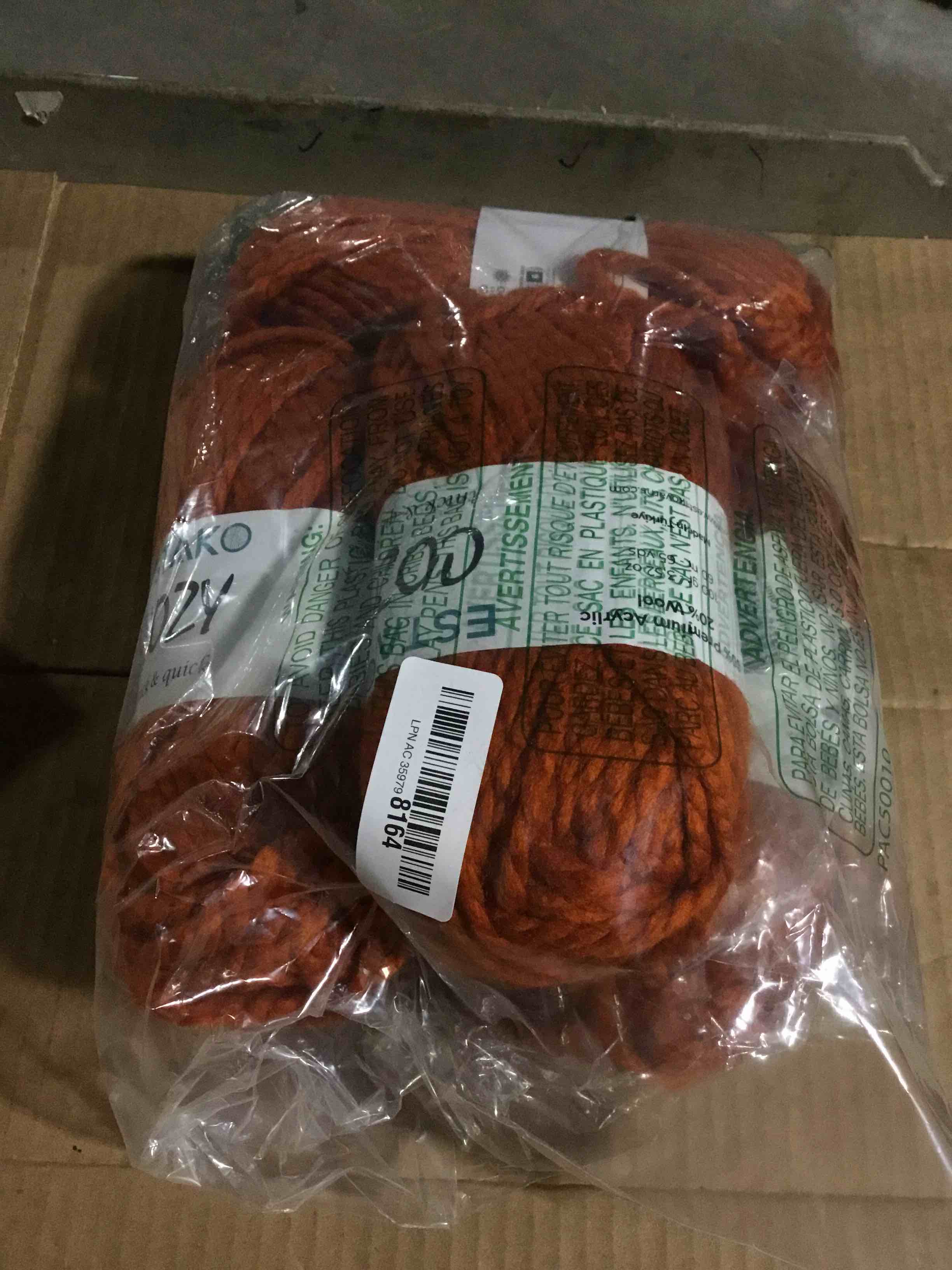 Condition photo showing Good Condition for Estako Cozy Thick & Quick Yarn (4 Skeins Pack) 20% Wool 80% Acrylic Soft Super Bulky Weight #6 Knitting and Crocheting Yarn (4 x 3.52 Oz) / (4 x 65 Yrds) (52099-Dark Orange) 52099 - Dark Orange 4 Skeins