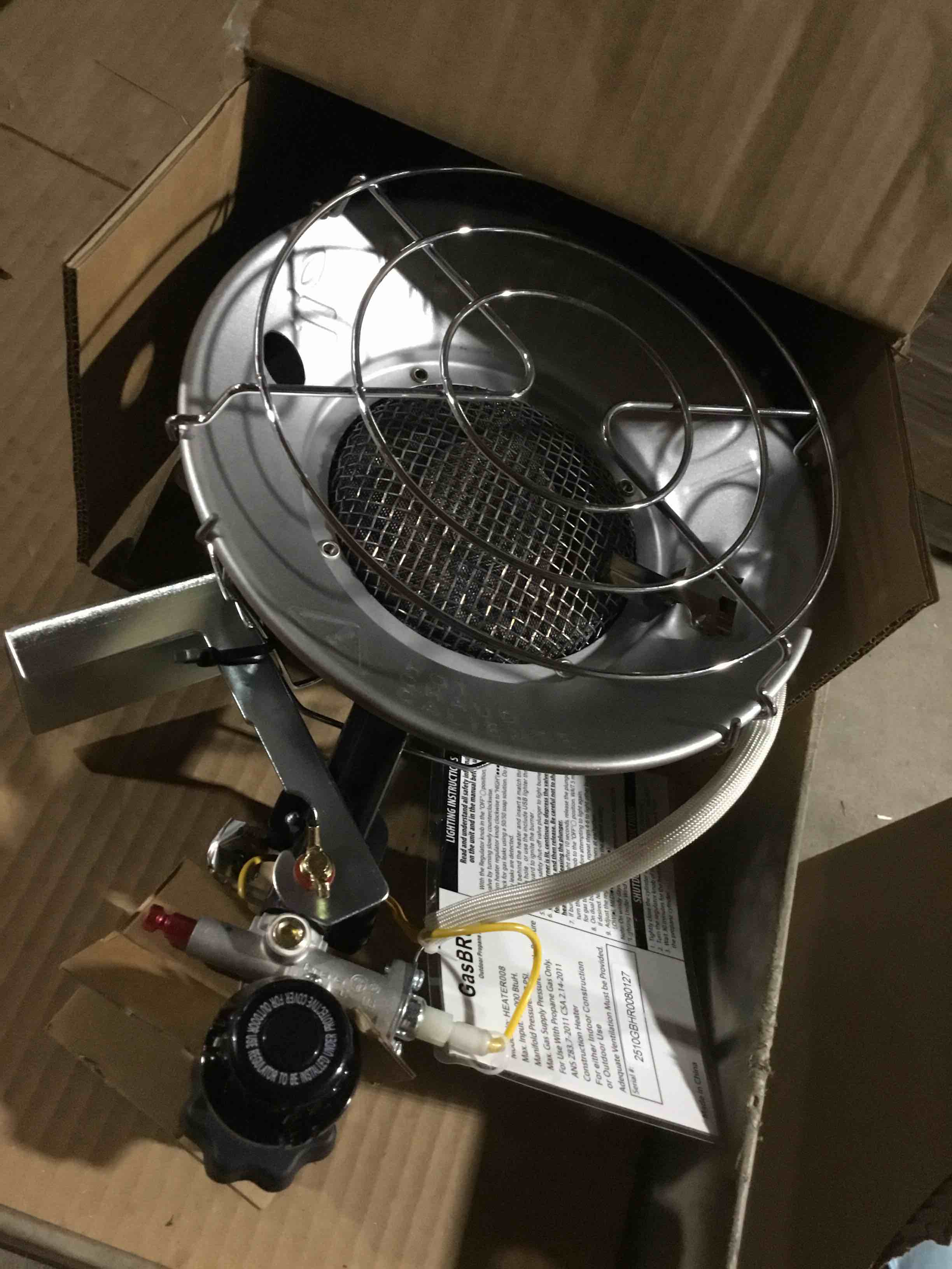 Condition photo showing Good Condition for Propane Heater, 12-18,000 BTU Tank Top Portable Heater with USB Rechargeable Lighter, Shut-off Valve and Tip-over Switch 3 Settings for Patio, RV Travel, Camping,Open Work 18000 BTU