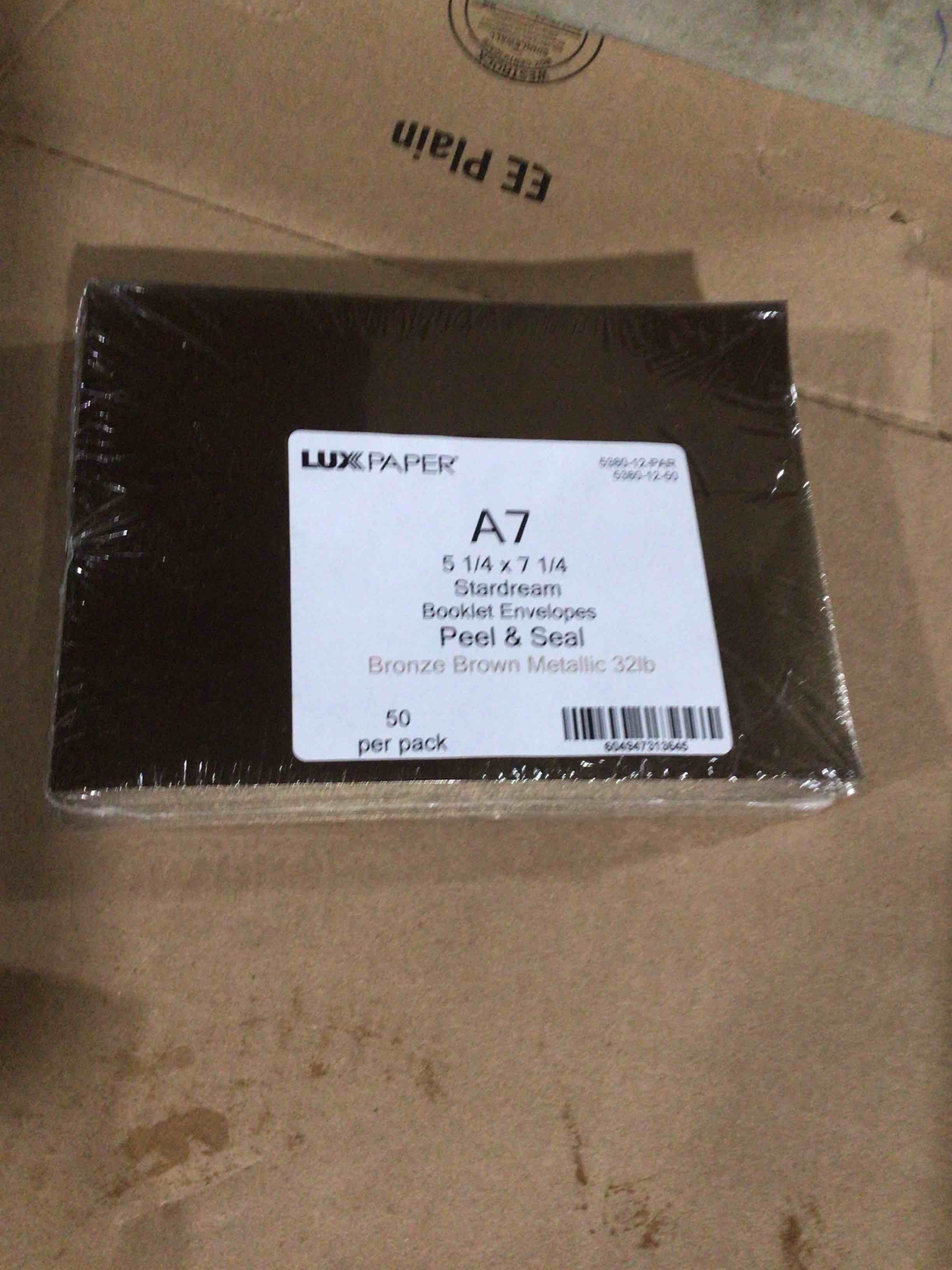 Condition photo showing New/Like New for LUXPaper A7 Invitation Envelopes  5 1/4 x 7 1/4  Bronze Metallic  50/Pack