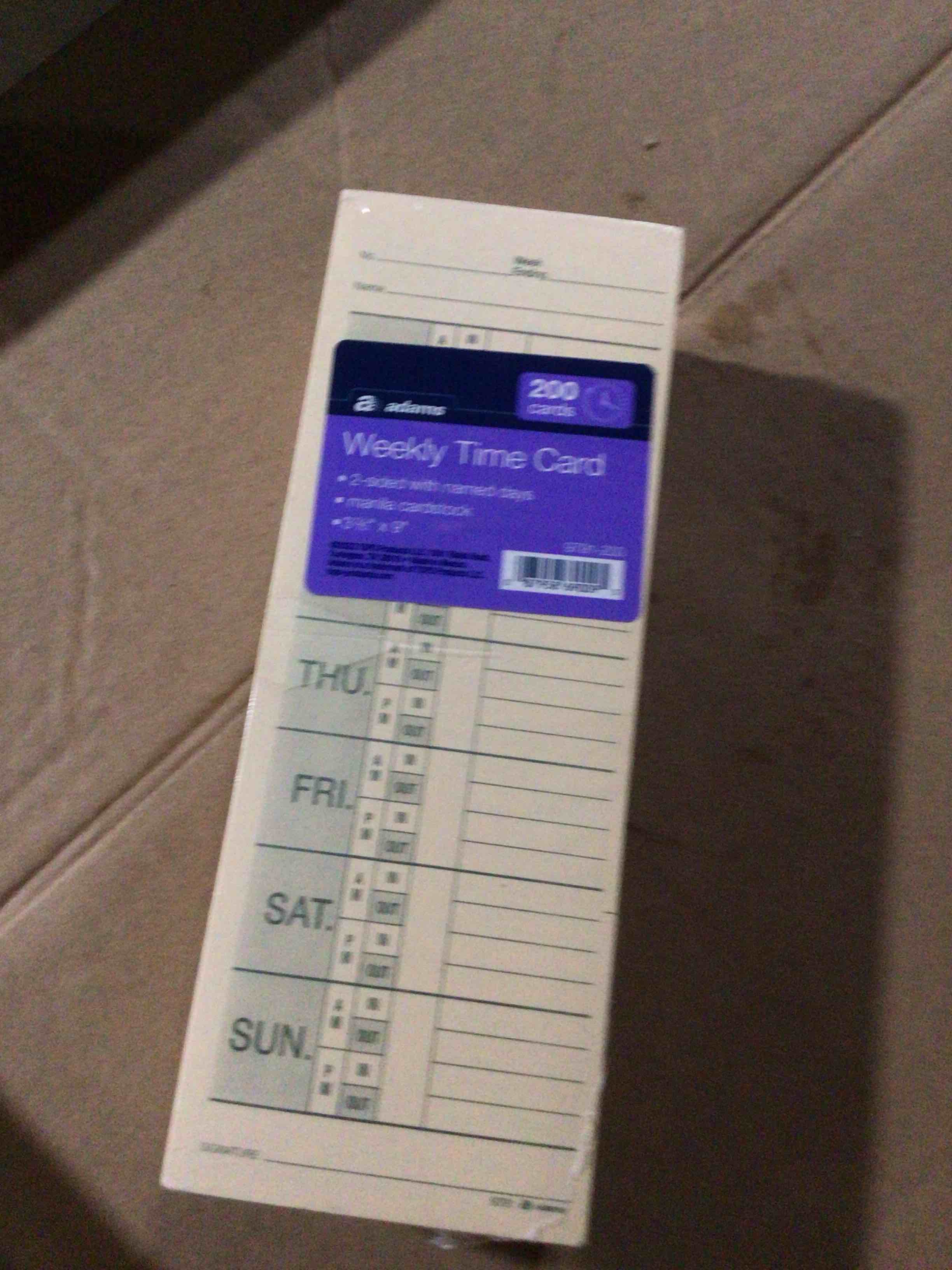 Condition photo showing New/Like New for Adams Time Cards, Weekly, 2-Sided, Overtime Format, Named Days, 3-3/8" x 9", Manila, Green/Red Print, 200-Count (9791-200)