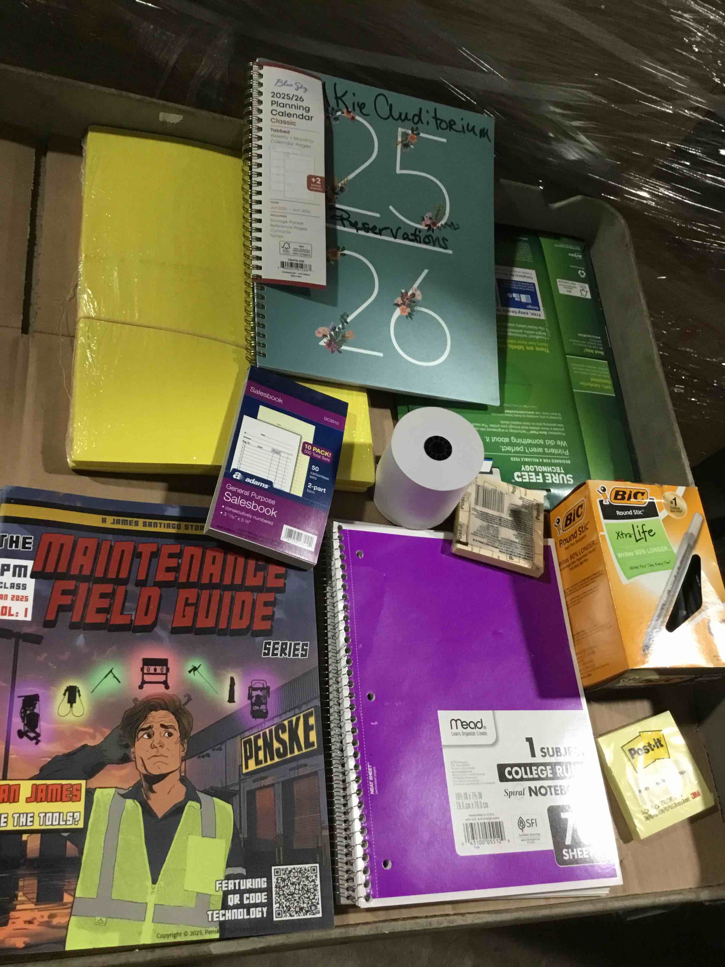 Box Of Assorted Office Products 