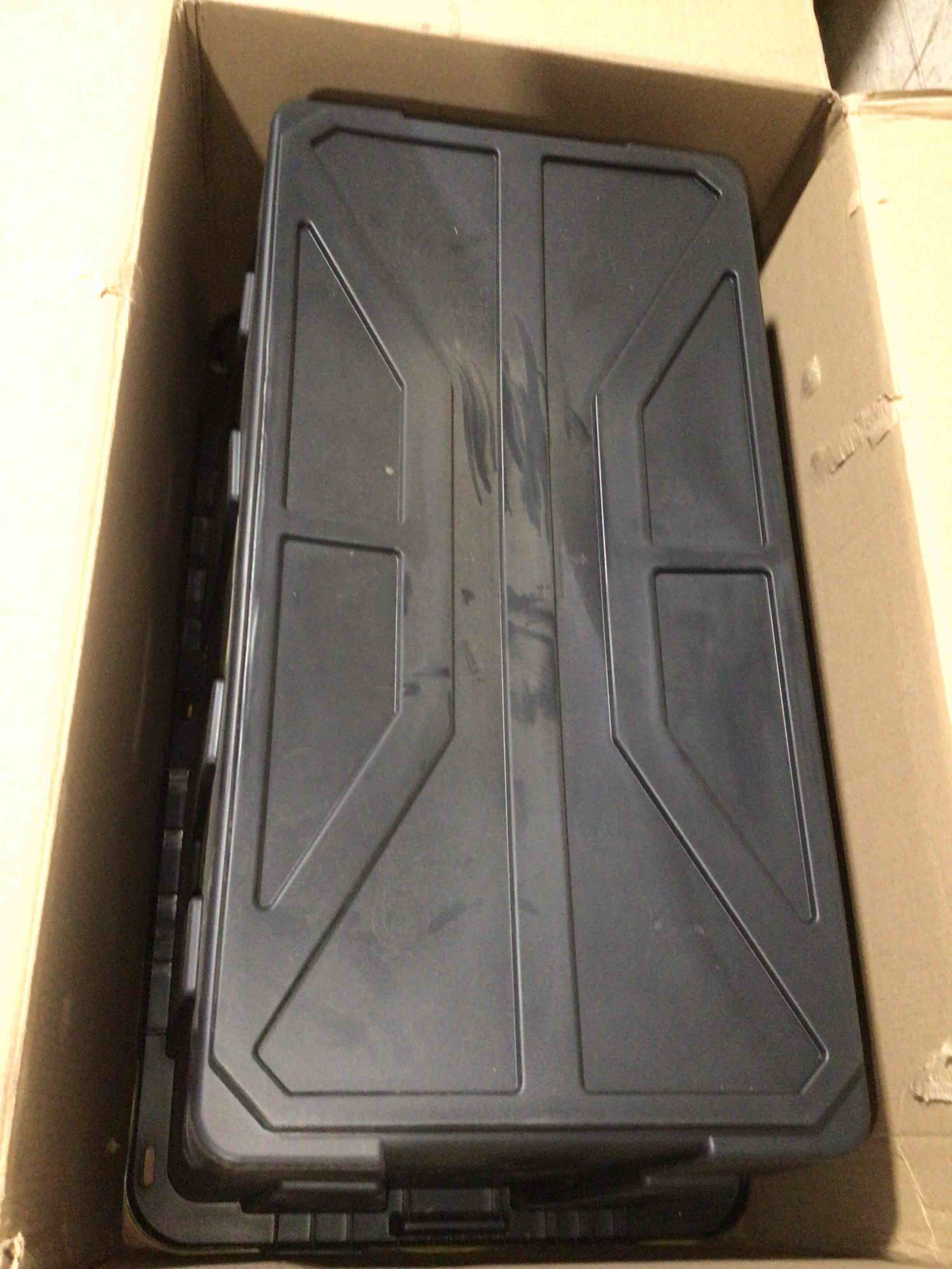 Condition photo showing New/Like New for Member's Mark 40 Gallon Heavy-Duty Black and Yellow Storage Tote, 22.0" D x 38.2" W x 16.4" H, 1 pack or 2 pack