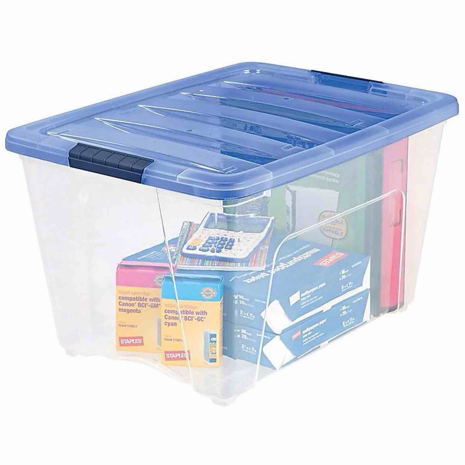 Pack of 4 IRIS Stack & Pull 54 Qt. Latch Lid Storage Box Clear (100242)