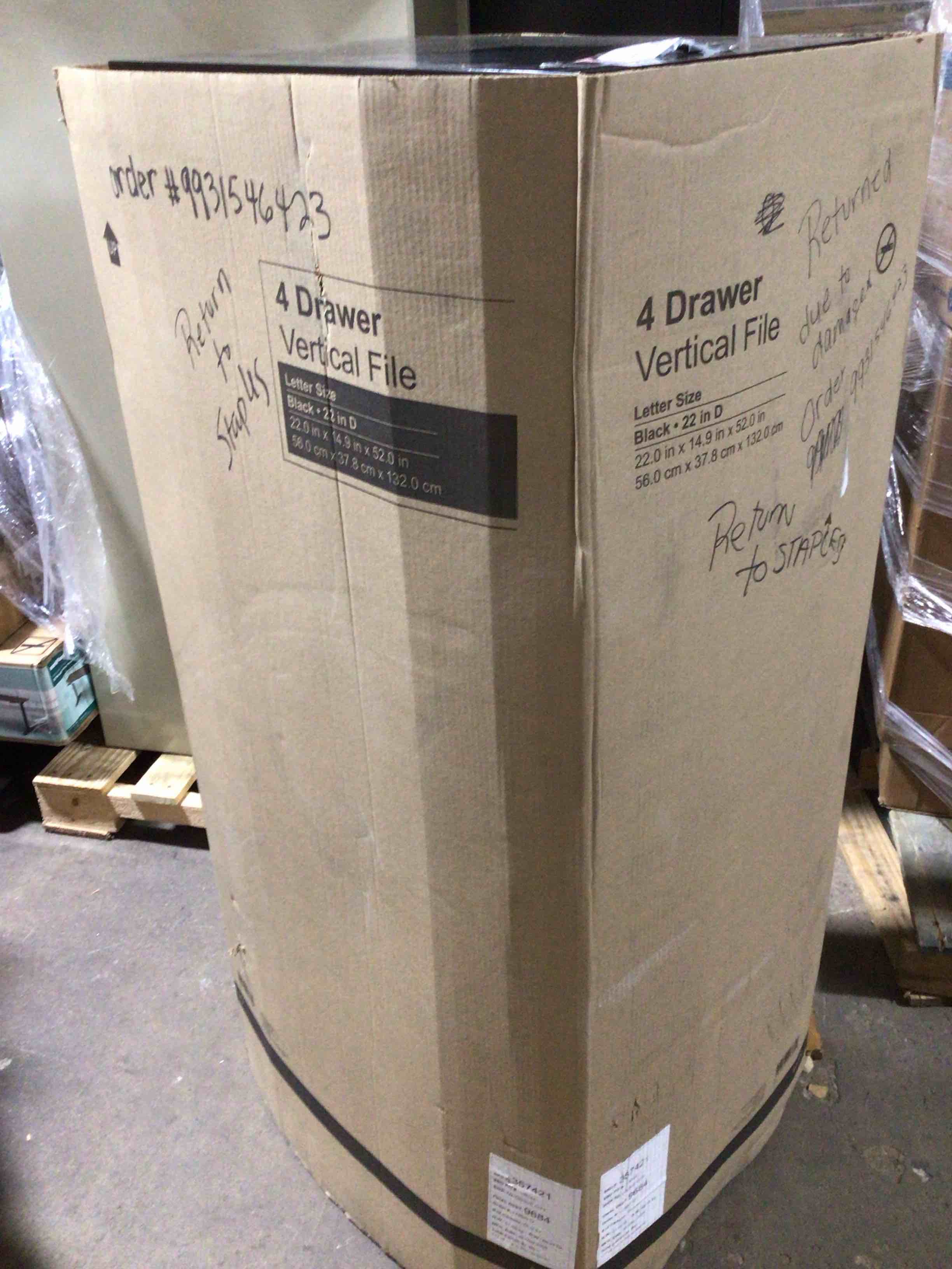 Condition photo showing Good Condition for Staples Commercial 4-Drawer Vertical File Cabinet Locking Letter Black 22 D (22337D)