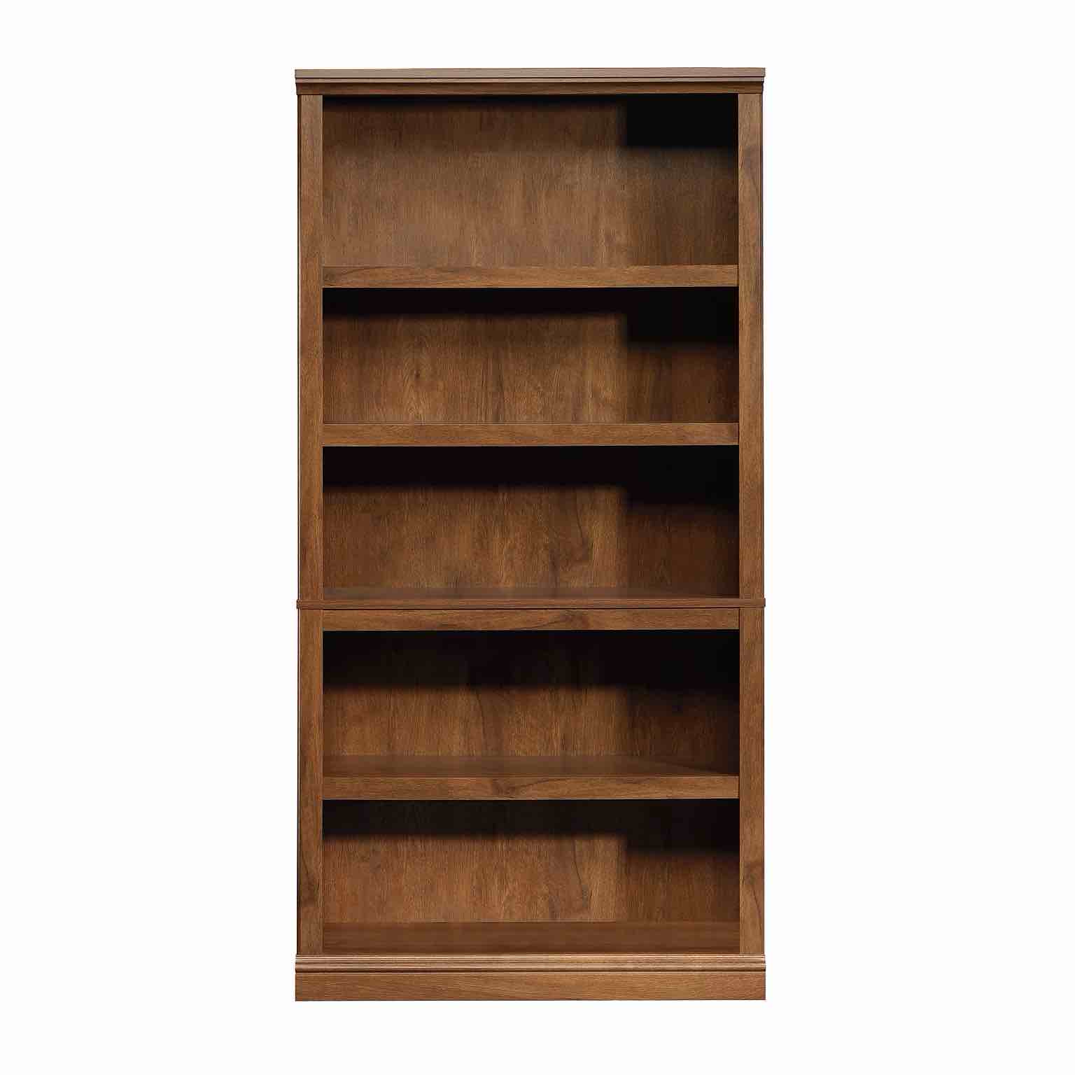 70" 5 Shelf Bookcase Oiled Oak - Sauder: Adjustable Storage, MDF Construction, Dark Brown