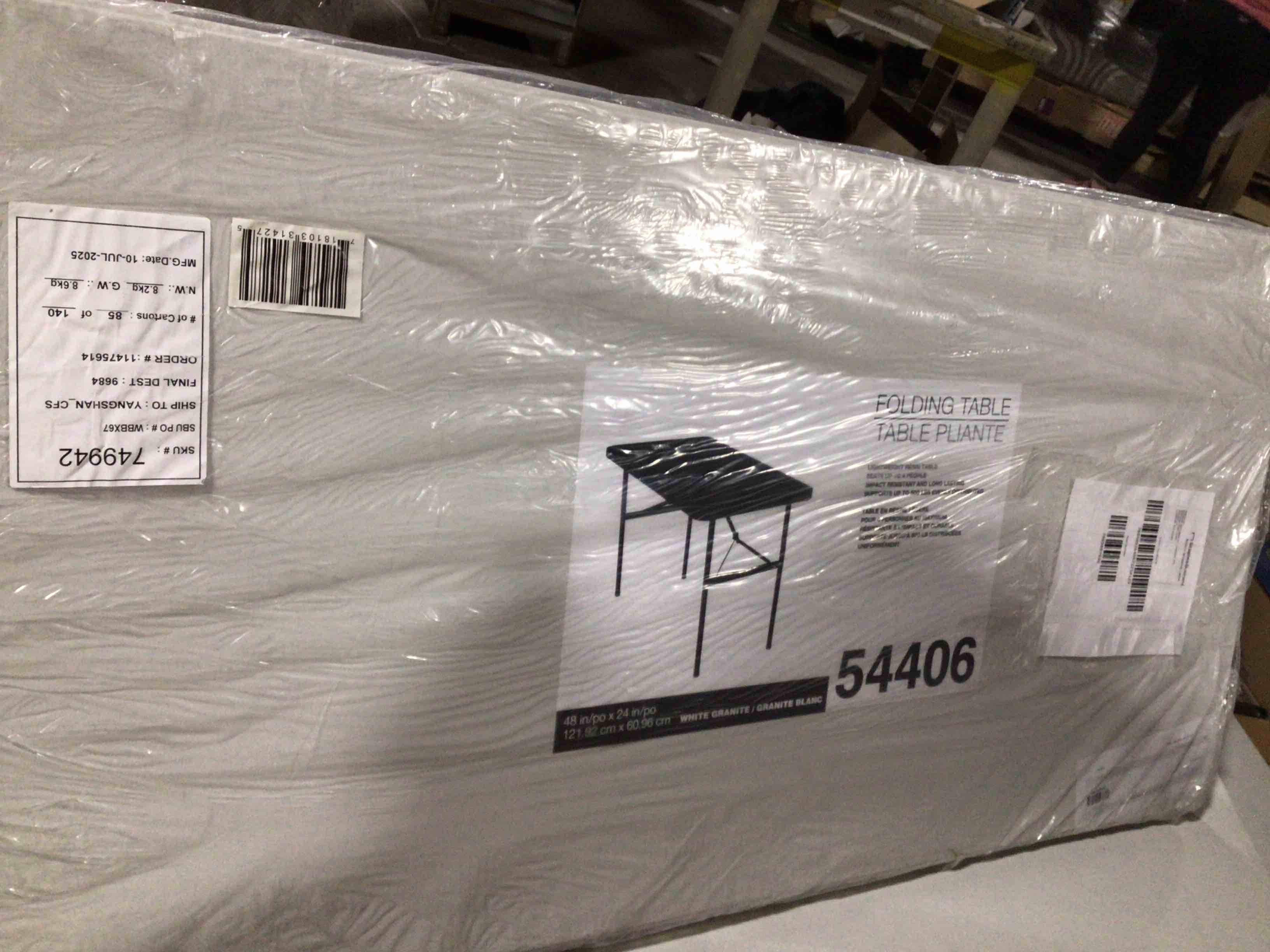Condition photo showing New/Like New for Quill Brand Folding Table, 48L x 24W, Gray Granite (79203/54406), Grey