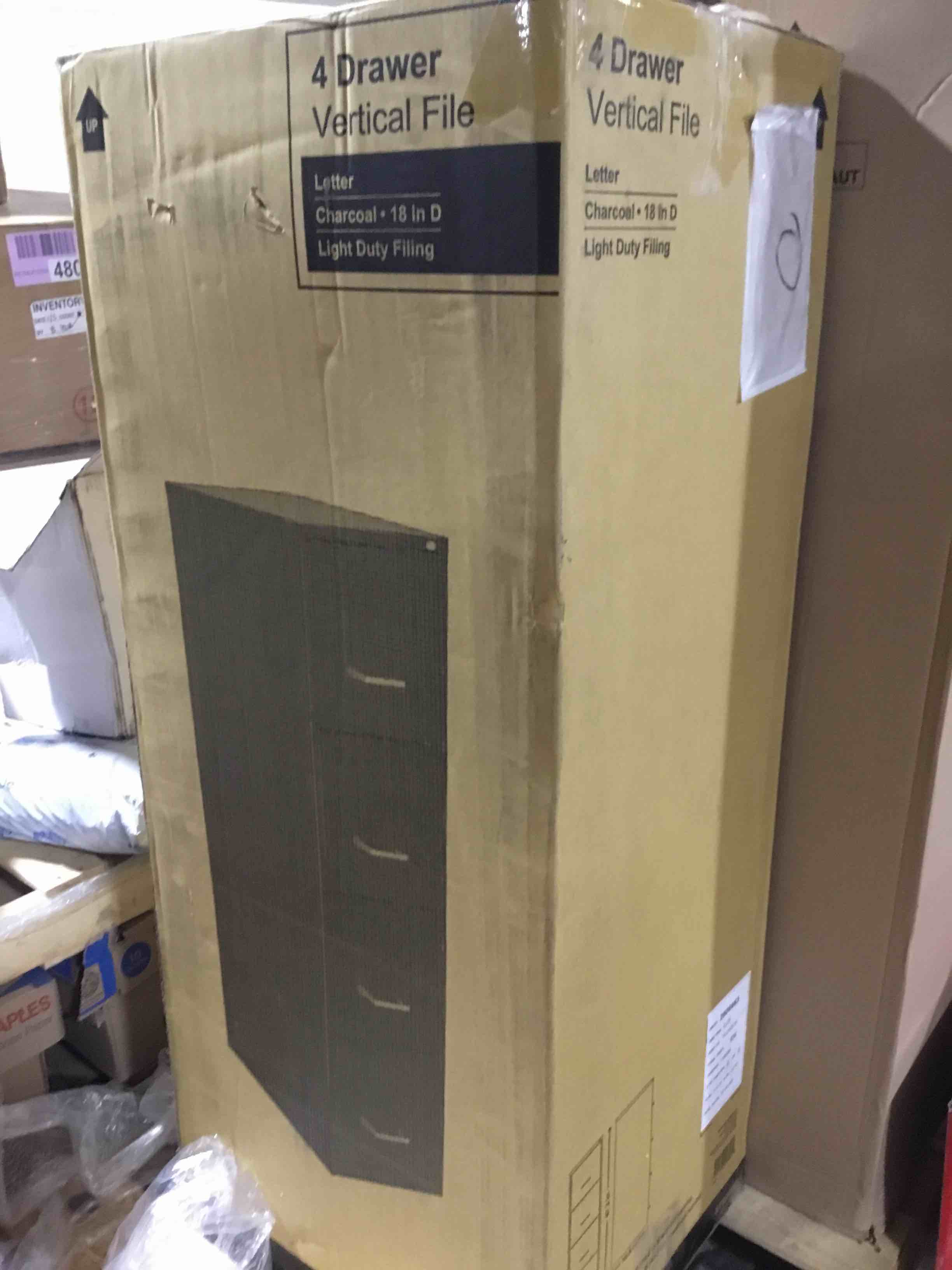 Condition photo showing New/Like New for Staples 4-Drawer Vertical File Cabinet Charcoal Letter 18  D (52148) 16255/52148