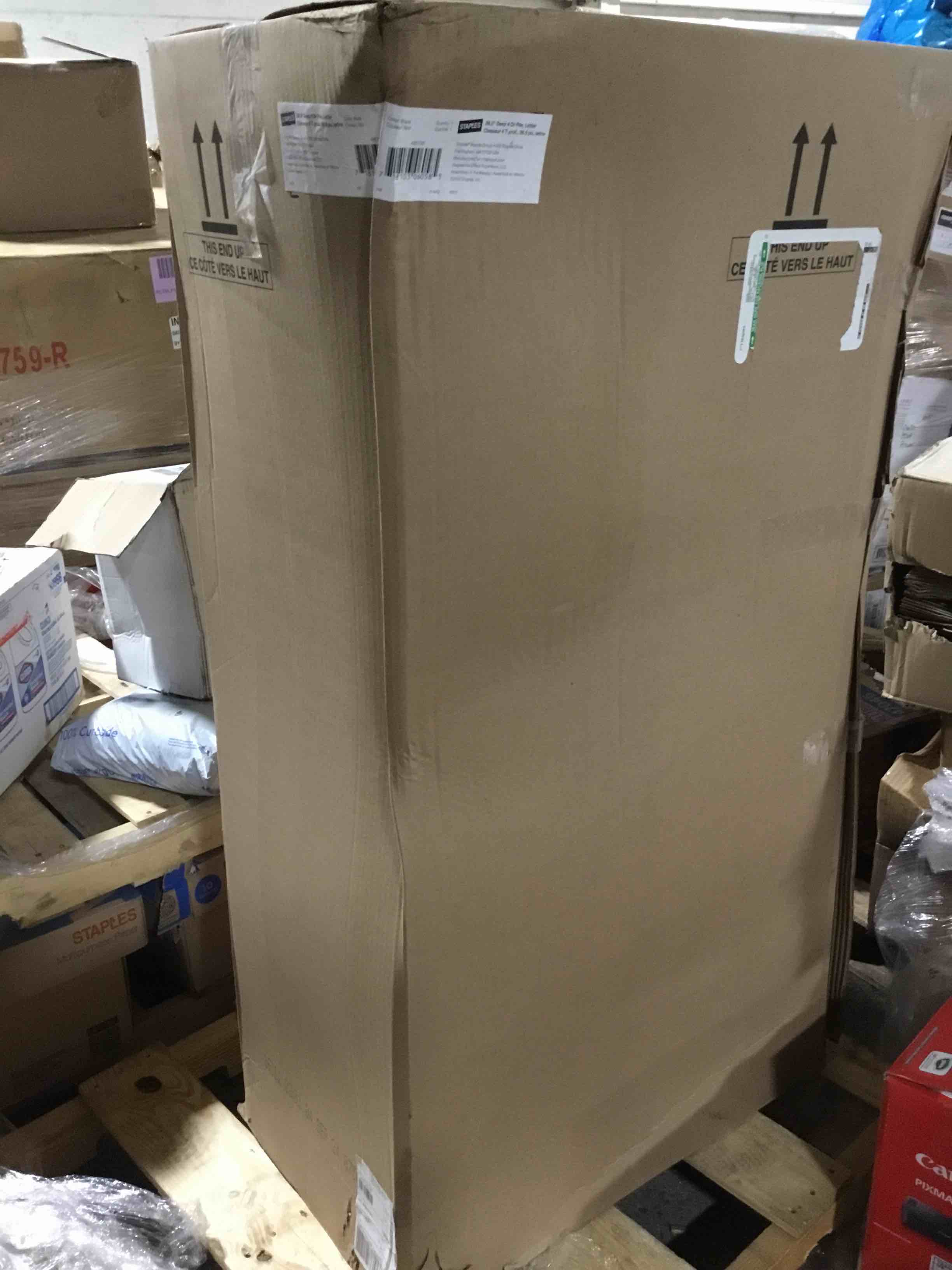 Condition photo showing New/Like New for Staples 4 Drawer Vertical File Cabinet Metal Black Letter Size 26.5 D 495795