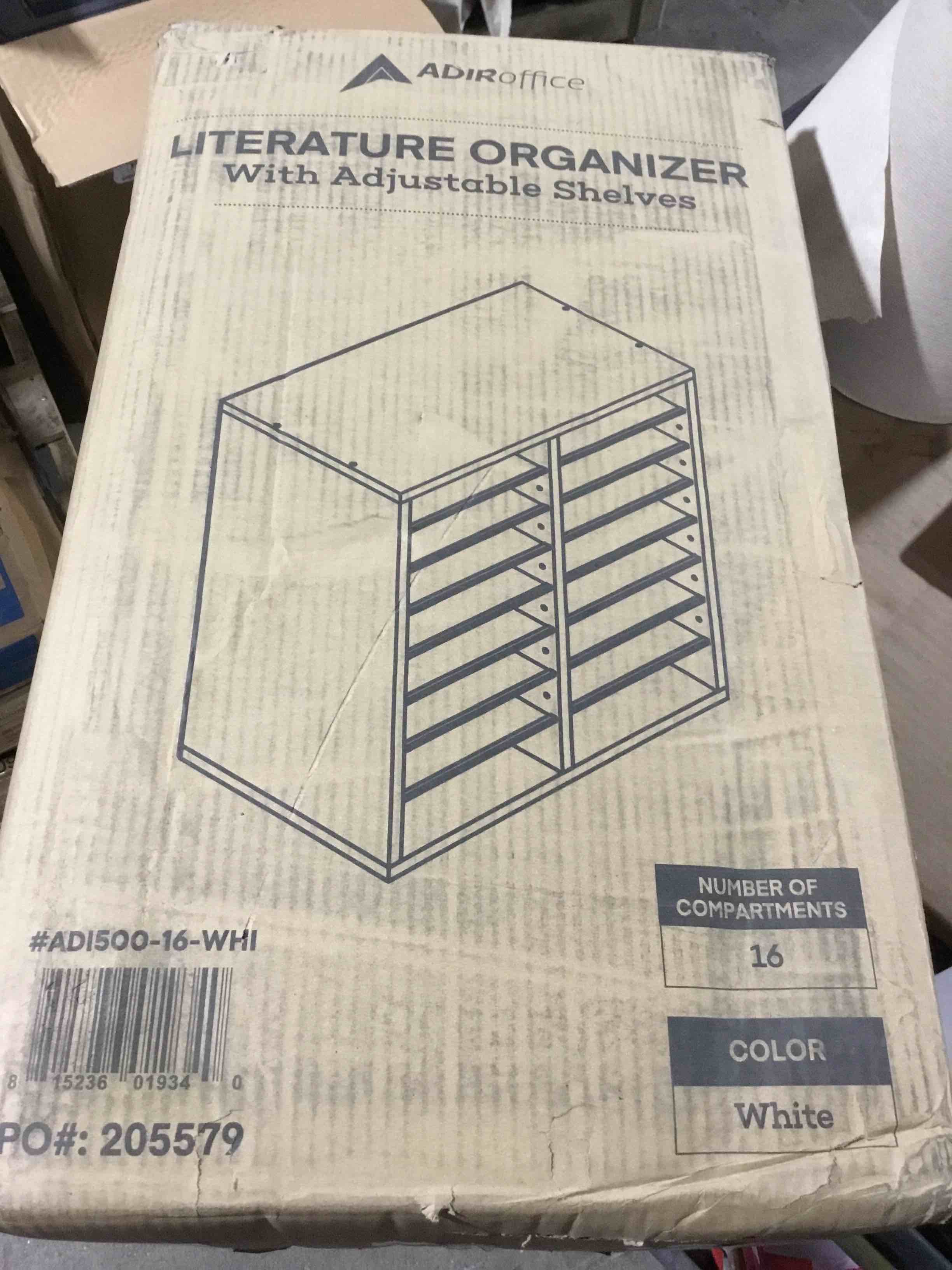 Condition photo showing Good Condition for AdirOffice Wooden Literature Organizer Sorter - Stackable Mail Craft Paper Storage Holder with Removable Shelves for Office, Classrooms, and Mailrooms Organization (16 Compartment, White) (B0741DM2P9)