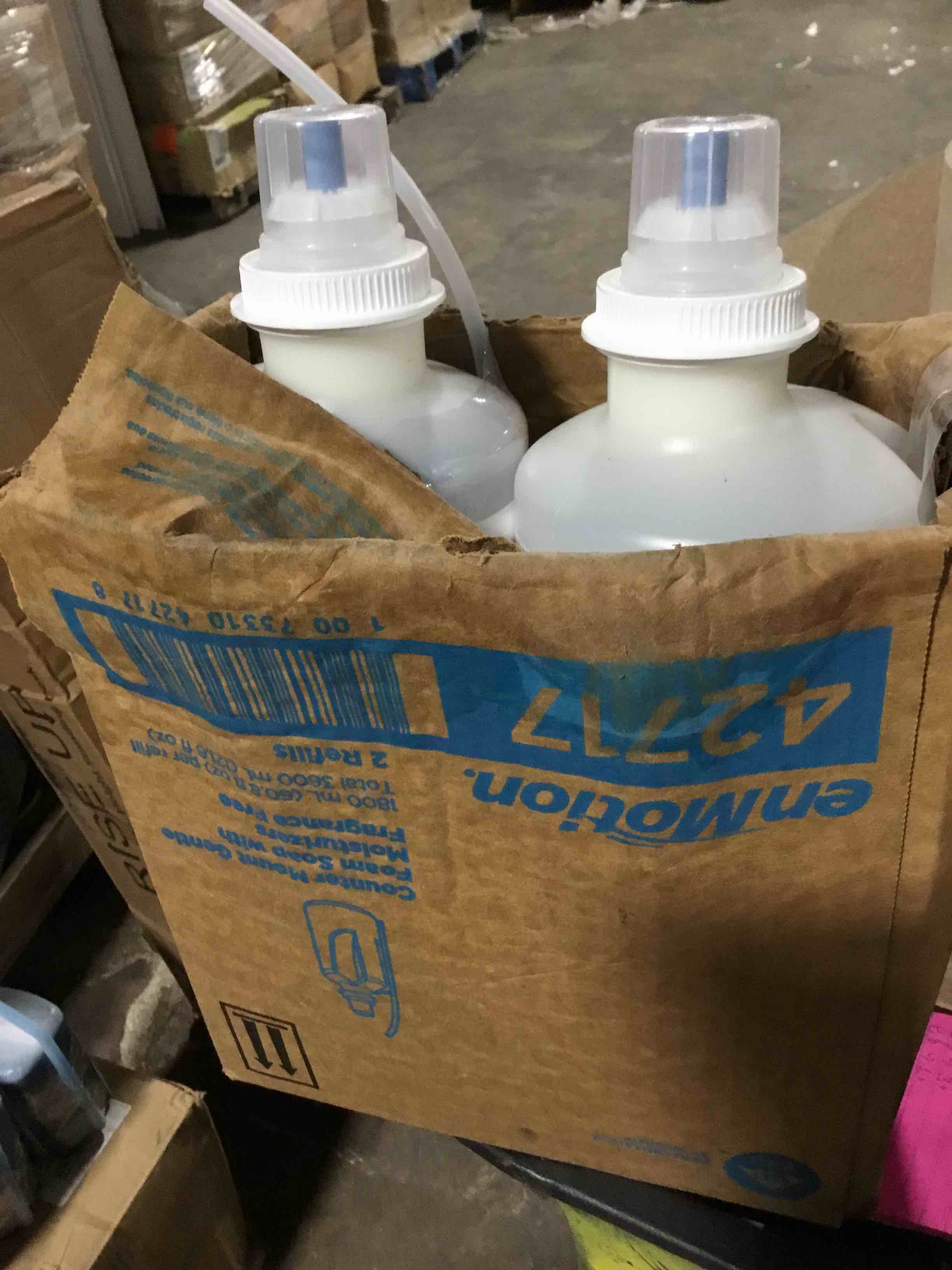 Condition photo showing As Is for Georgia Pacific® Professional Counter Mount Soap Dispenser Refills, Dye and Fragrance Free, 1,800 mL/Bottle, 2 Bottles/Case (42717)