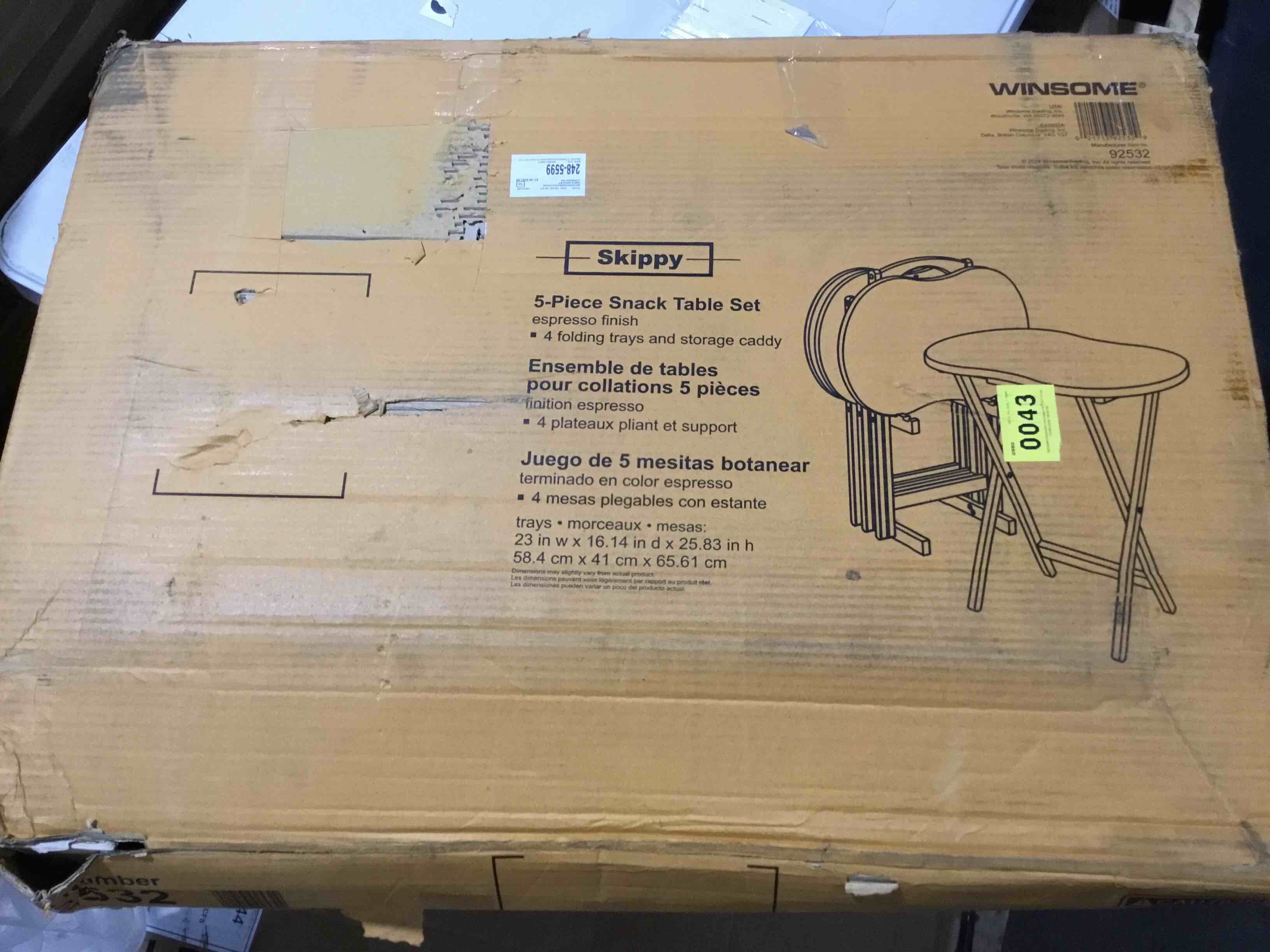 Condition photo showing New/Like New for Winsome Skippy 5-Piece Snack Table Set  Peanut Top  Espresso Finish