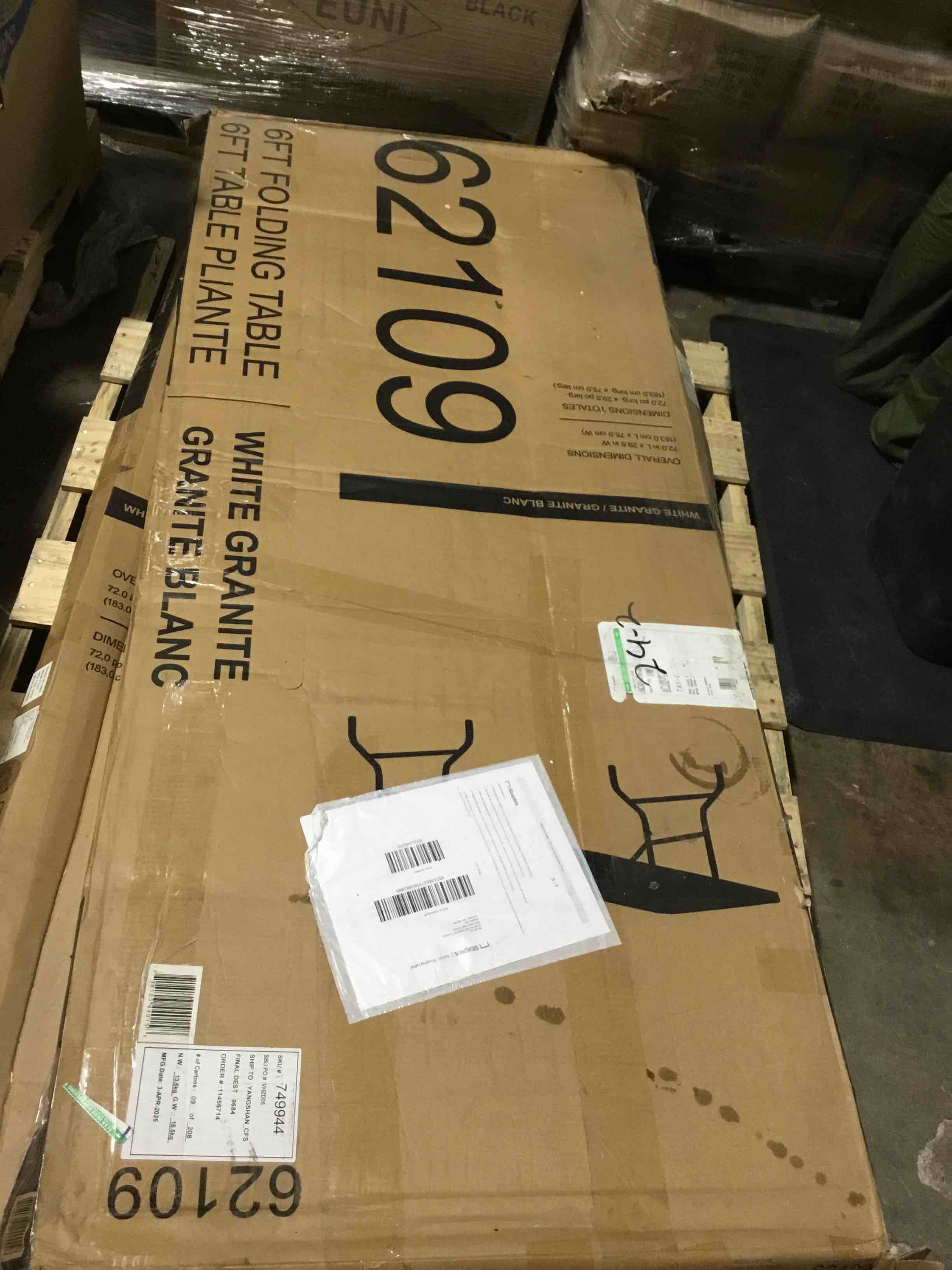 Condition photo showing New/Like New for Staples 6' x 29.5" Heavy Duty Plastic Folding Table, White Granite (62109)