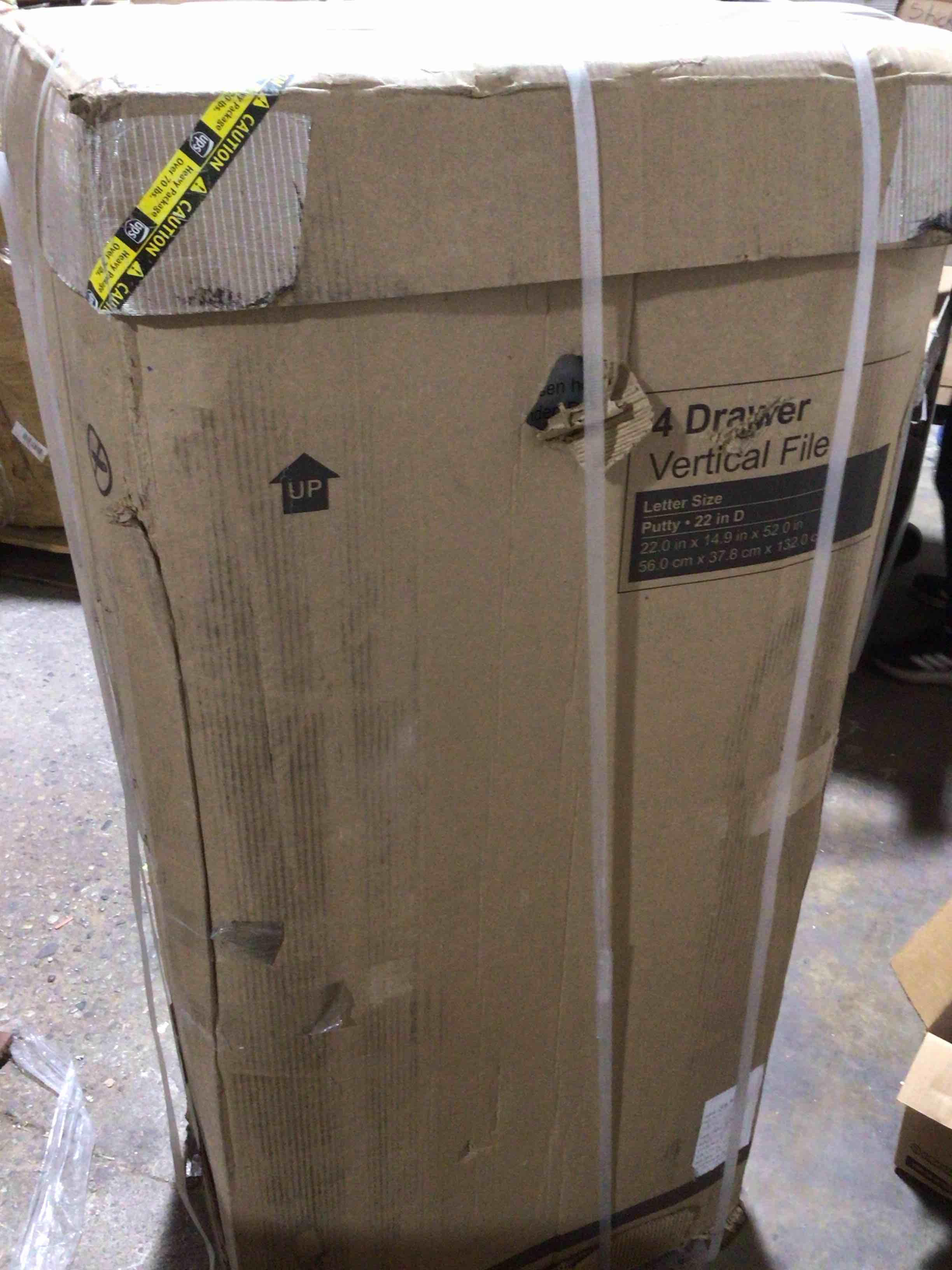 Condition photo showing New/Like New for Staples Commercial 4-Drawer Vertical File Cabinet Letter Size Lockable 51.97 H x 15 W x 22 D Putty