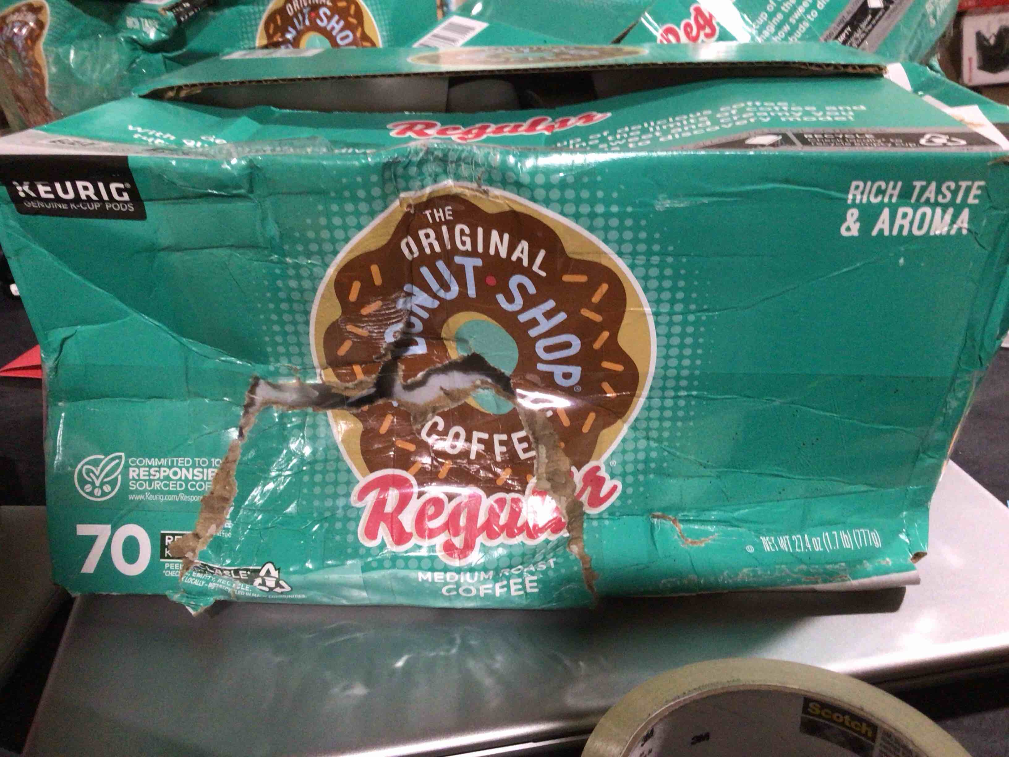 Condition photo showing As Is for 70/Box The Original Donut Shop Regular Coffee Keurig K-Cup Pods Medium Roast (371114)