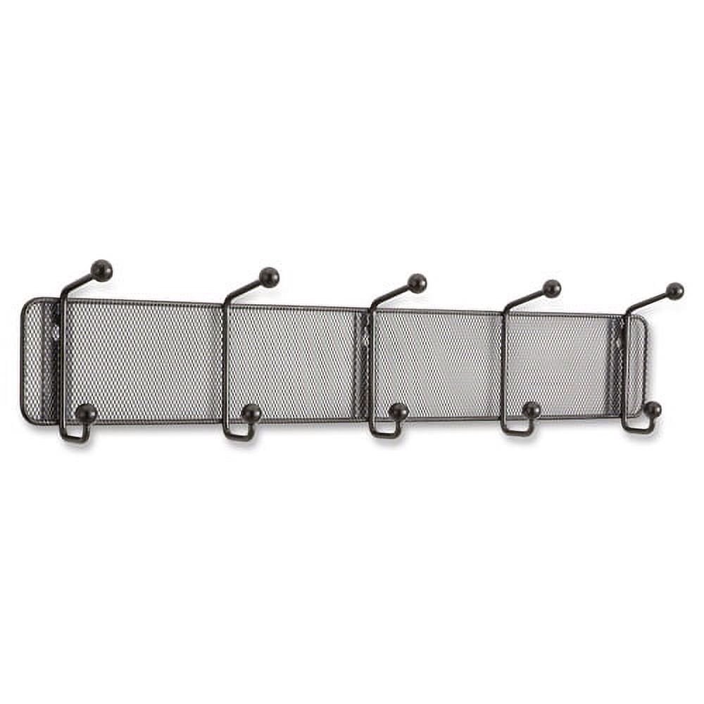 safco onyx 5-hook steel mesh wall rack 5 hooks - for scarf  hat  coat  garment - steel - black - 1 each
