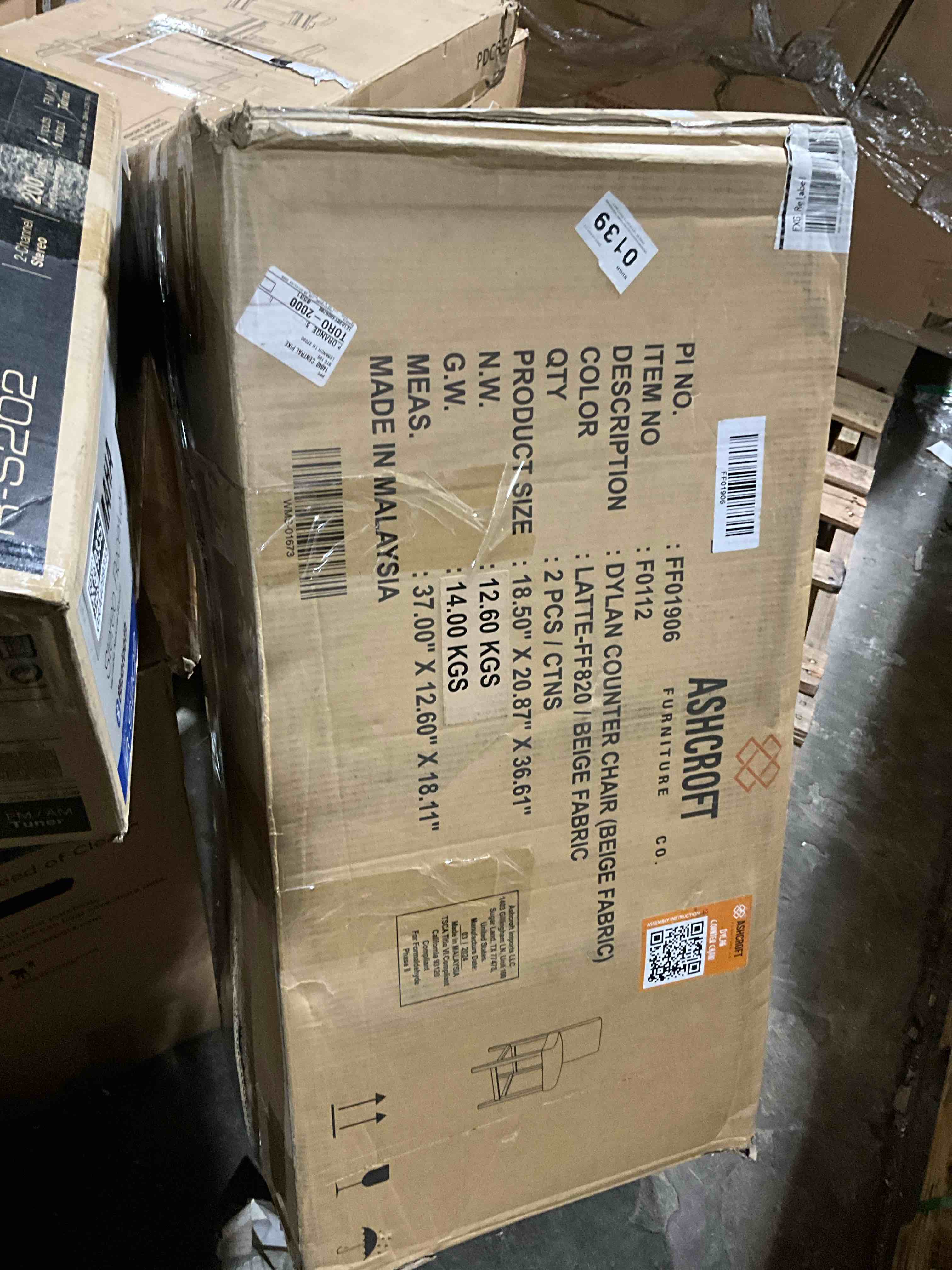 Condition photo showing New/Like New for Set of 2 Dylan Beige Fabric Counter Chair 