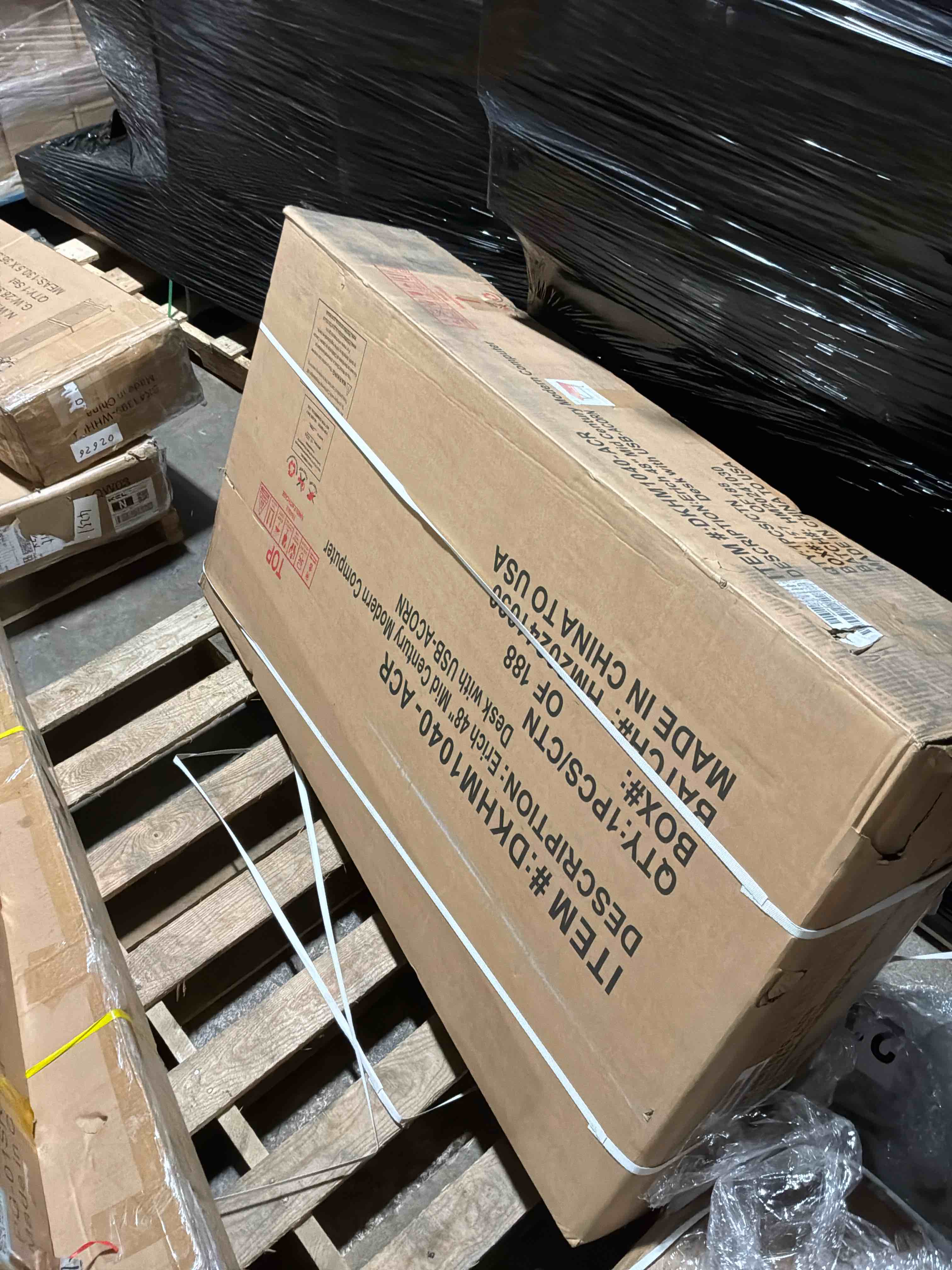 Condition photo showing New/Like New for Erich Mid Century Modern 48" Computer Desk with USB by HULALA HOME