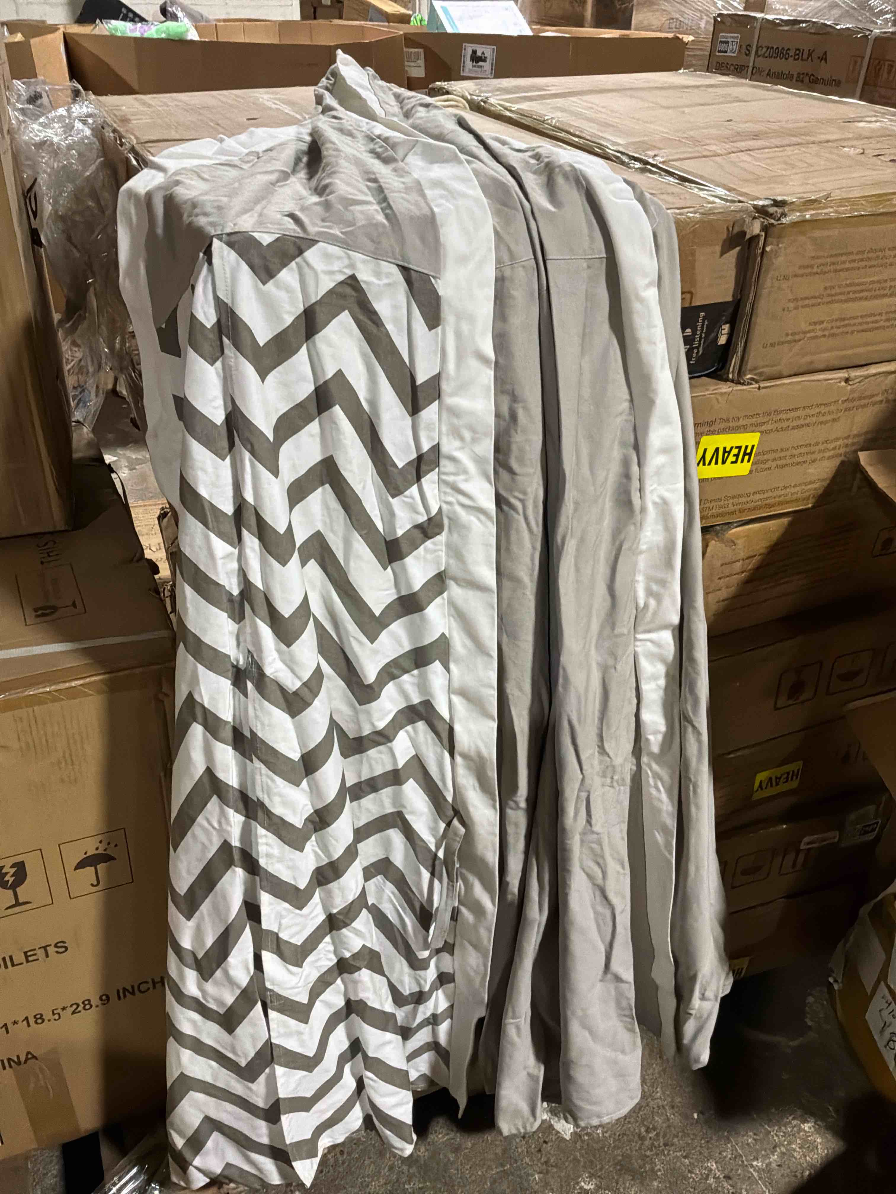 Condition photo showing New/Like New for Natural Cotton Canvas Teepee Tent for Kids Indoor & Outdoor Use - GreyWideStripe_2pc