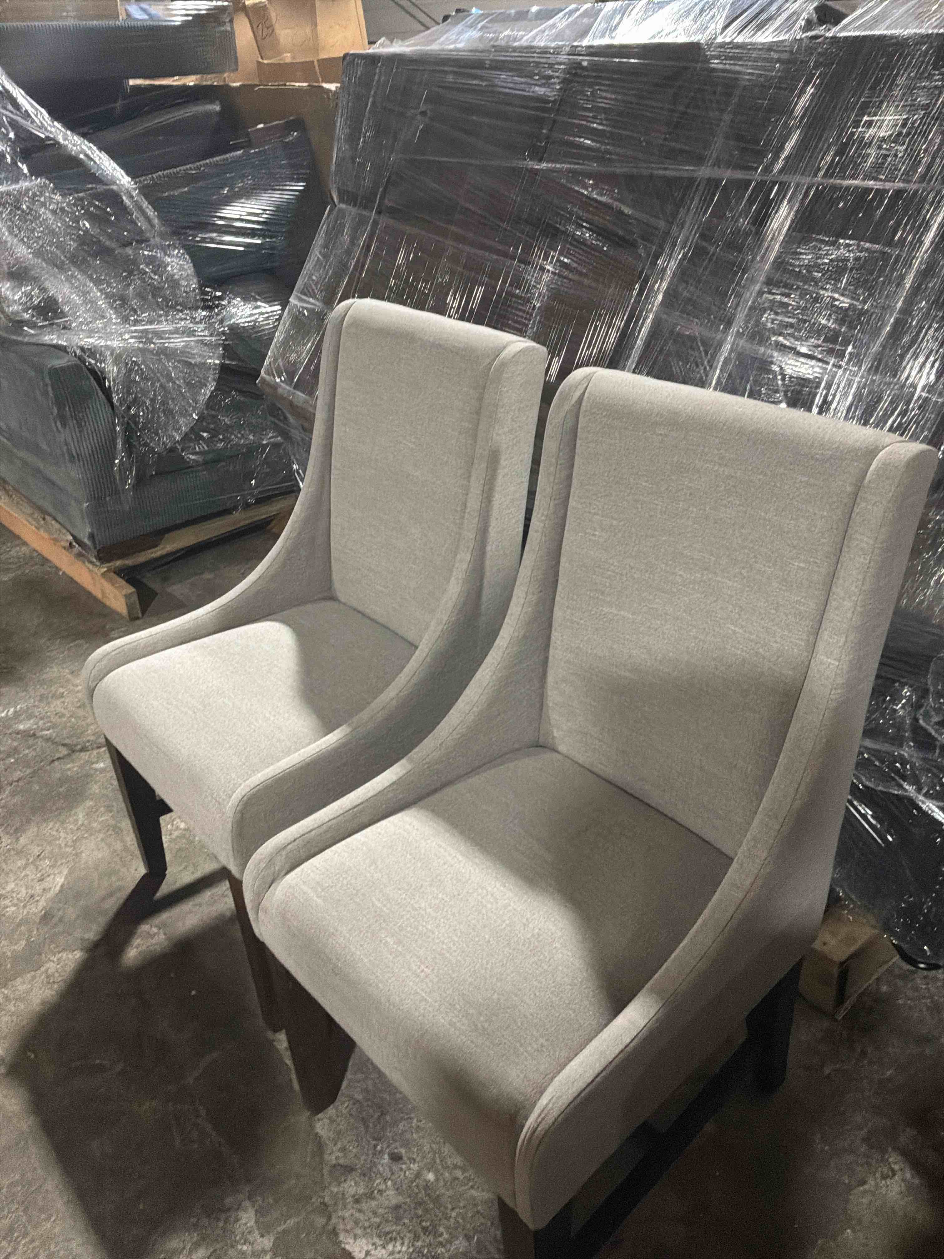 Condition photo showing Good Condition for Modern Dining Chair Set of 2 Upholstered Performance Fabric Mid Century Comfy Armlesschair for Kitchen Living Room