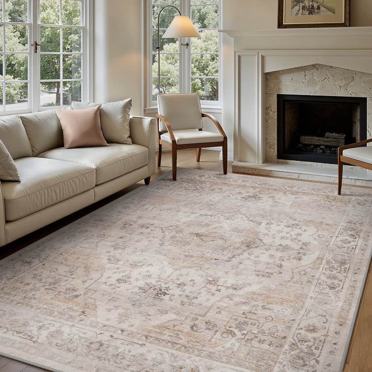 soft beige machine washable oriental area rug for living room
