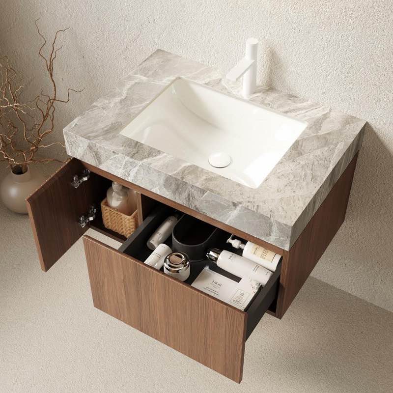luxstone modern luxury vanity with sintered stone countertop and ceramic basin