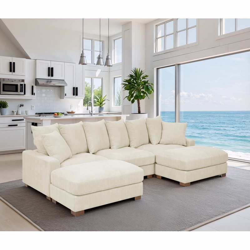 ashira wide reversible modular corner sectional with ottoman 