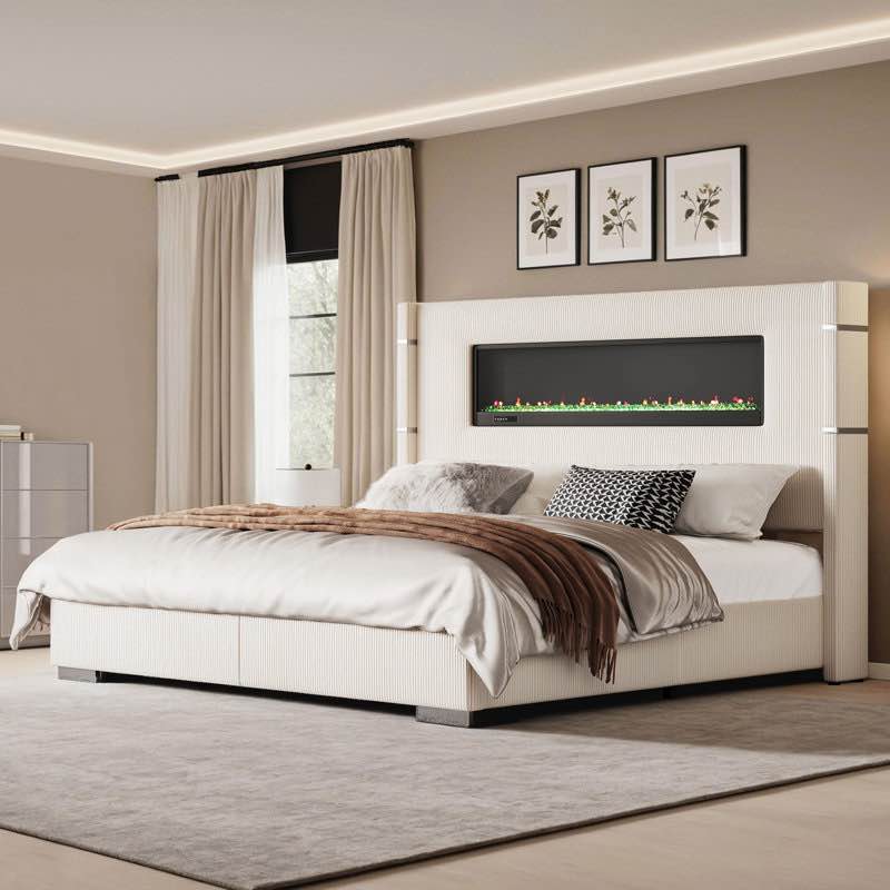 60.4” upholstered queen bed frame