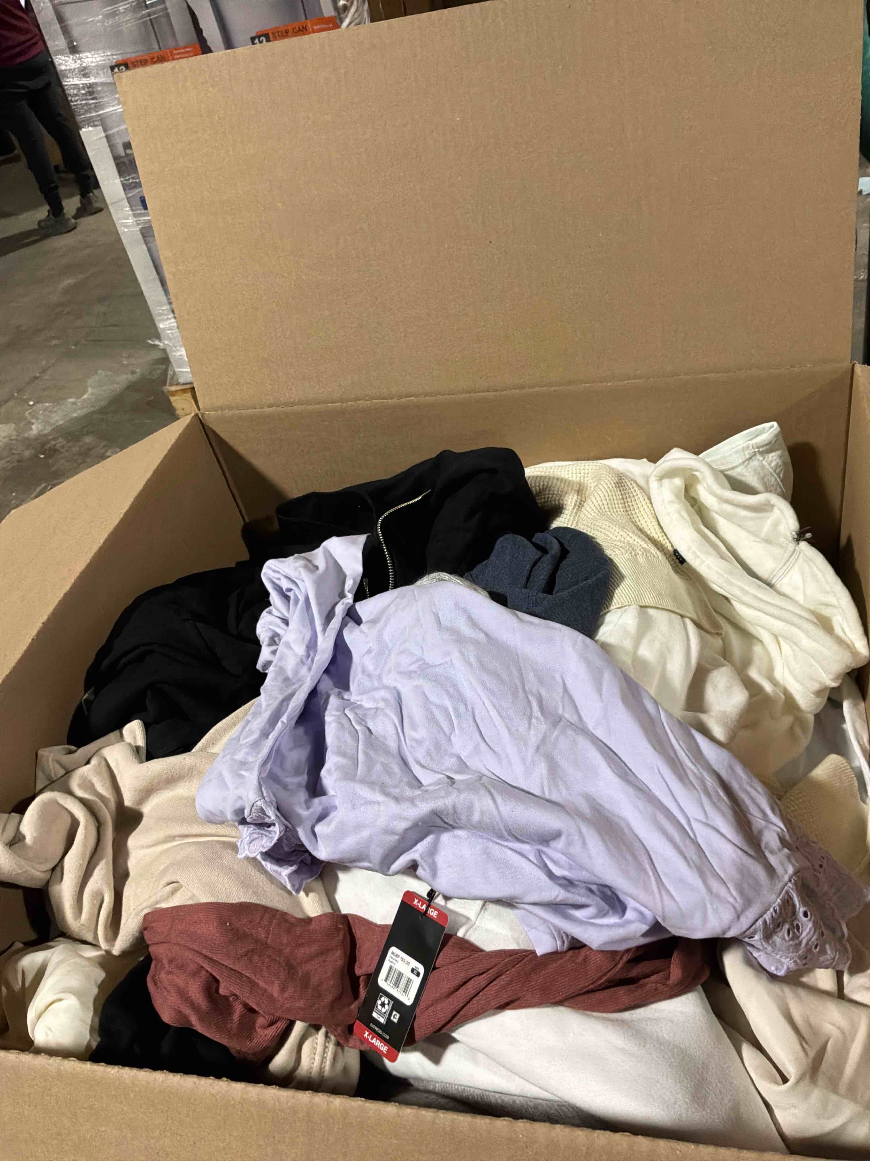 Condition photo showing New/Like New for box lot of new clothes (30pcs)