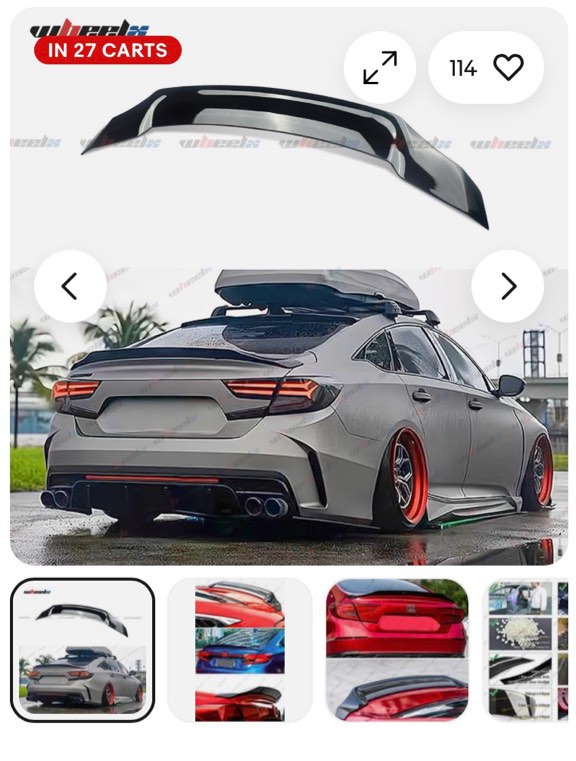 FOR 2018-2022 HONDA ACCORD JDM V2 HIGH KICK BLACK PEARL DUCKBILL TRUNK SPOILER