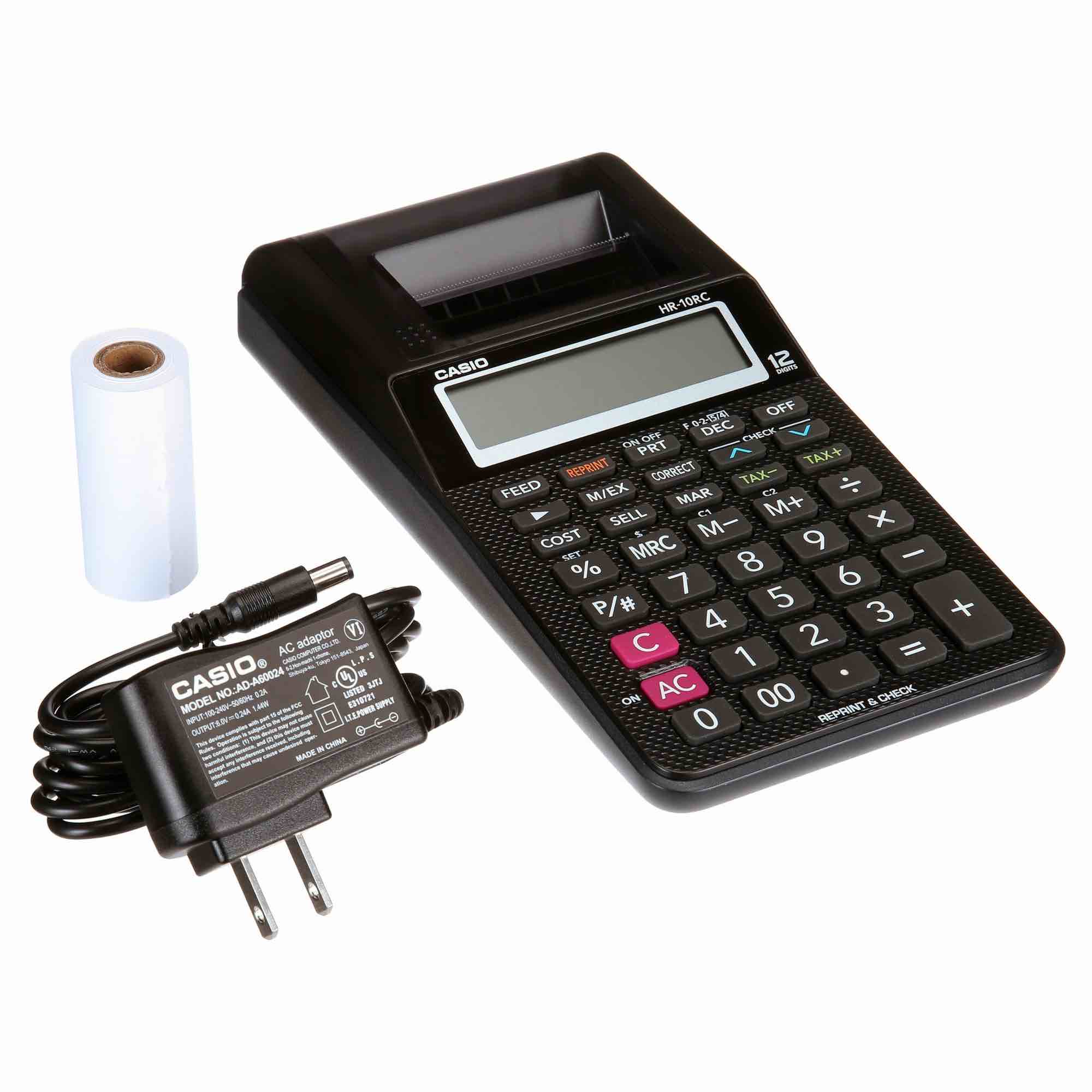 casio hr-10rc handheld portable 12-digit printing calculator perfect for high school and college
