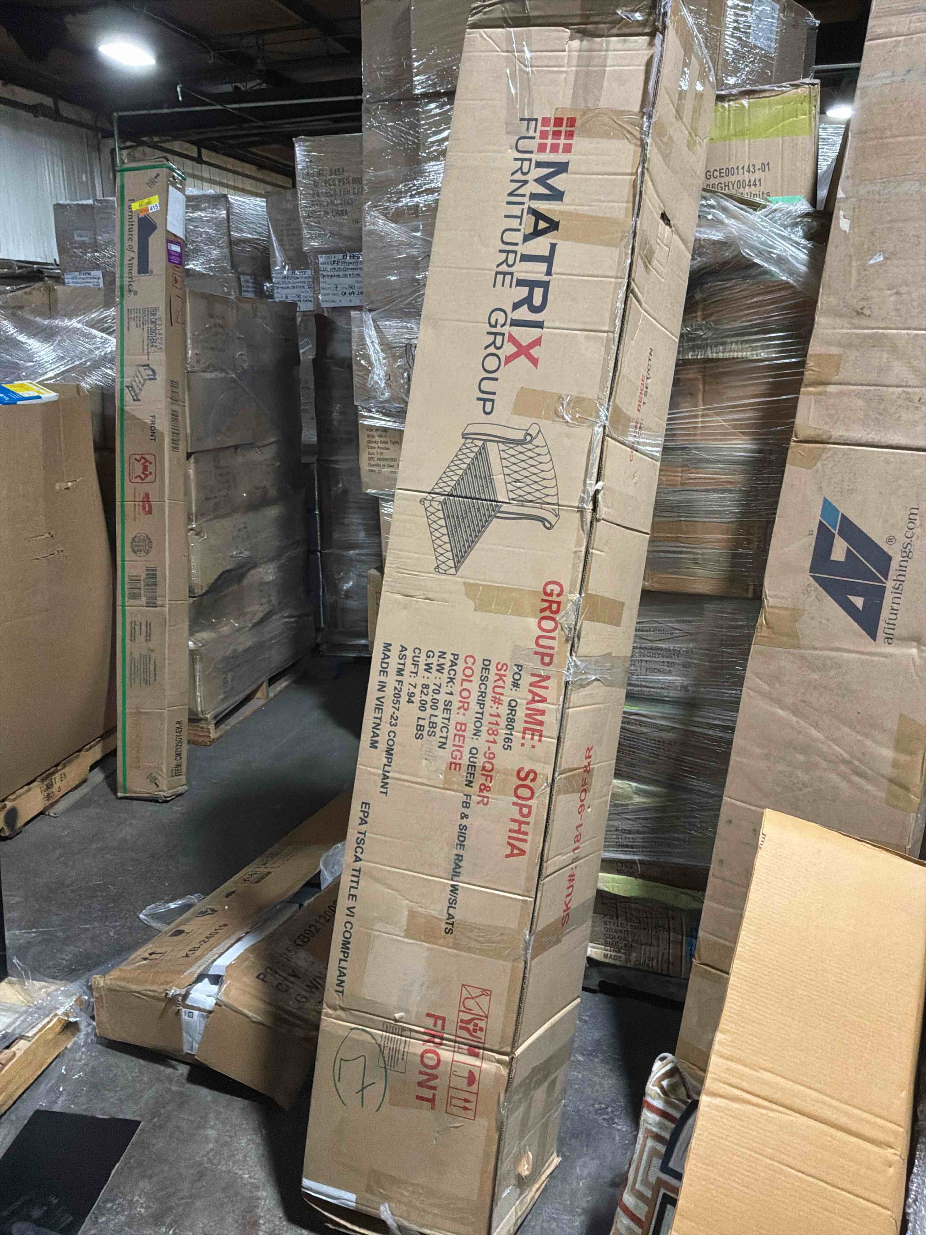 Condition photo showing Good Condition for Sophia Queen Bed Frame with Tall Headboard, Upholstered Platform Bed Frame Queen Size, with Wingback Tufted Headboard and Footboard, Wooden Slats, No Box Spring Needed, Cappuccino Beige URMB881W01