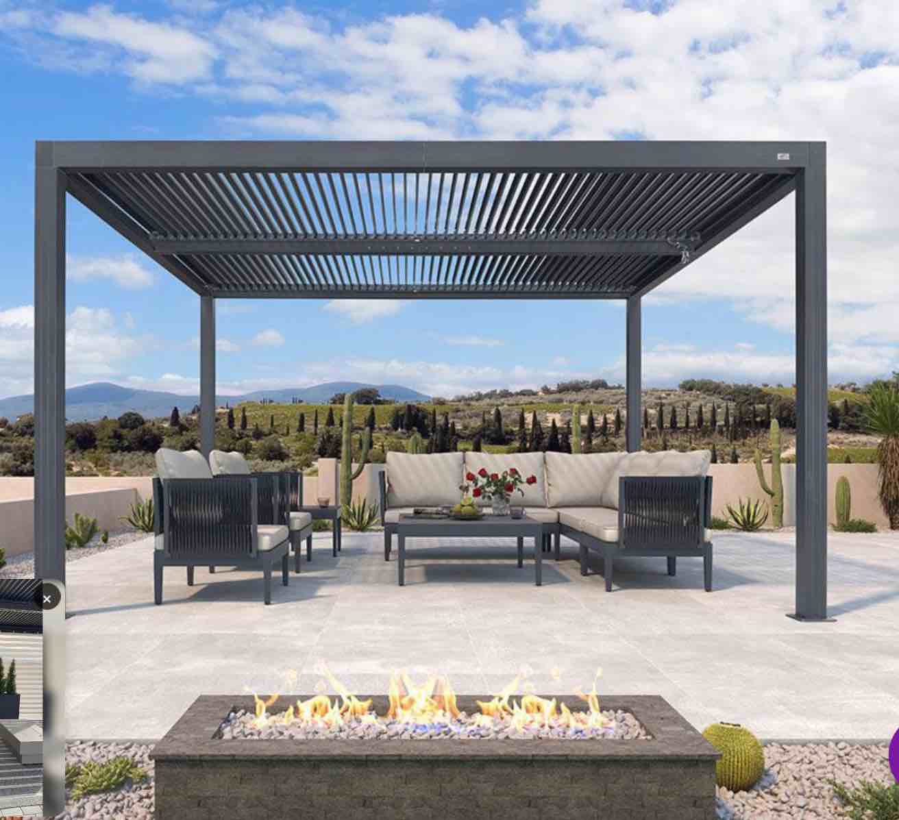 louvered pergola with adjustable roof reinforced aluminium frame