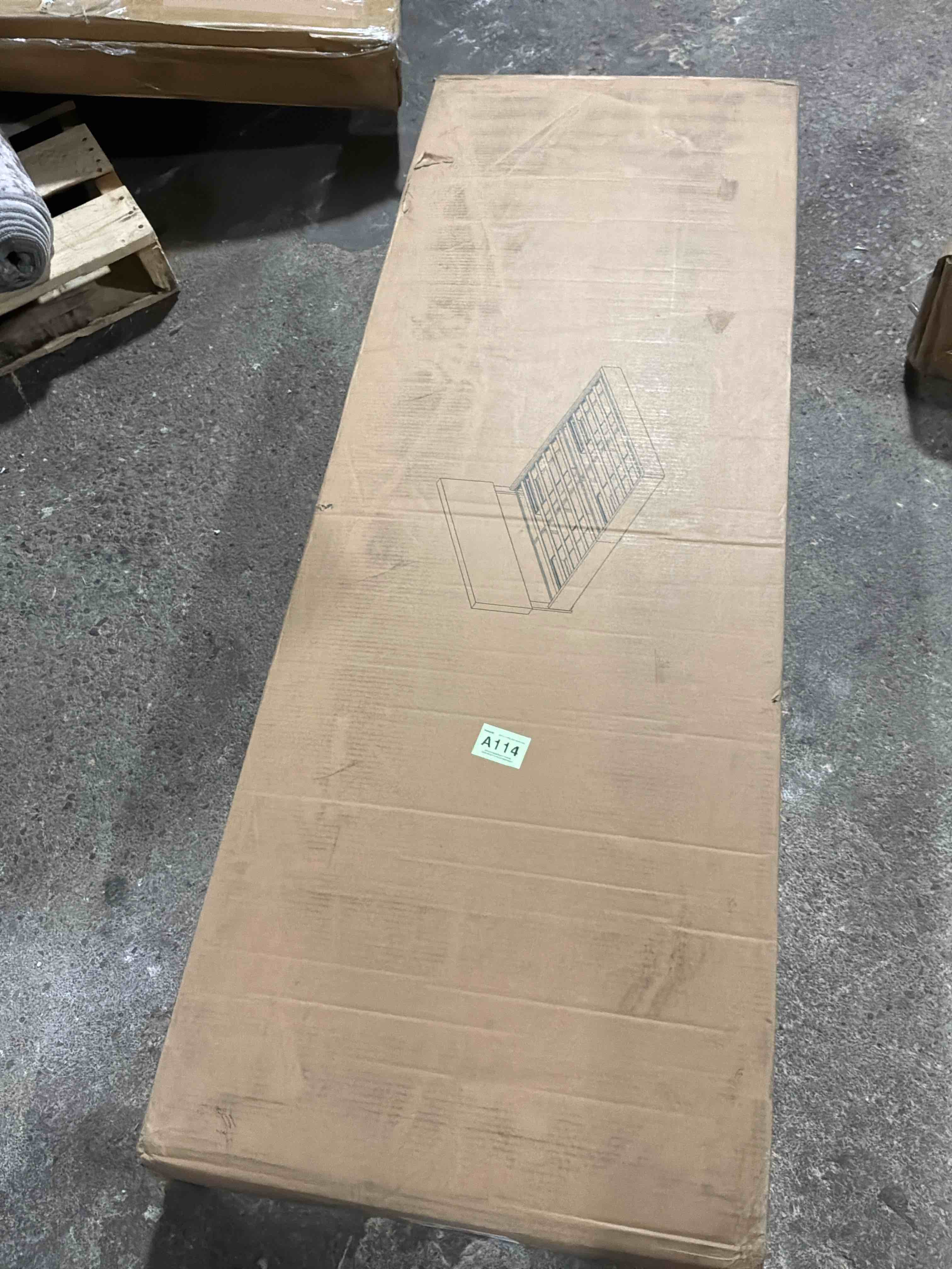 Condition photo showing New/Like New for similar to bed frame with storage, upholstered platform bed with hydraulic, lift up storage bed with linen wingback headboard, wooden slat support, no box spring needed, easy assembly, light grey